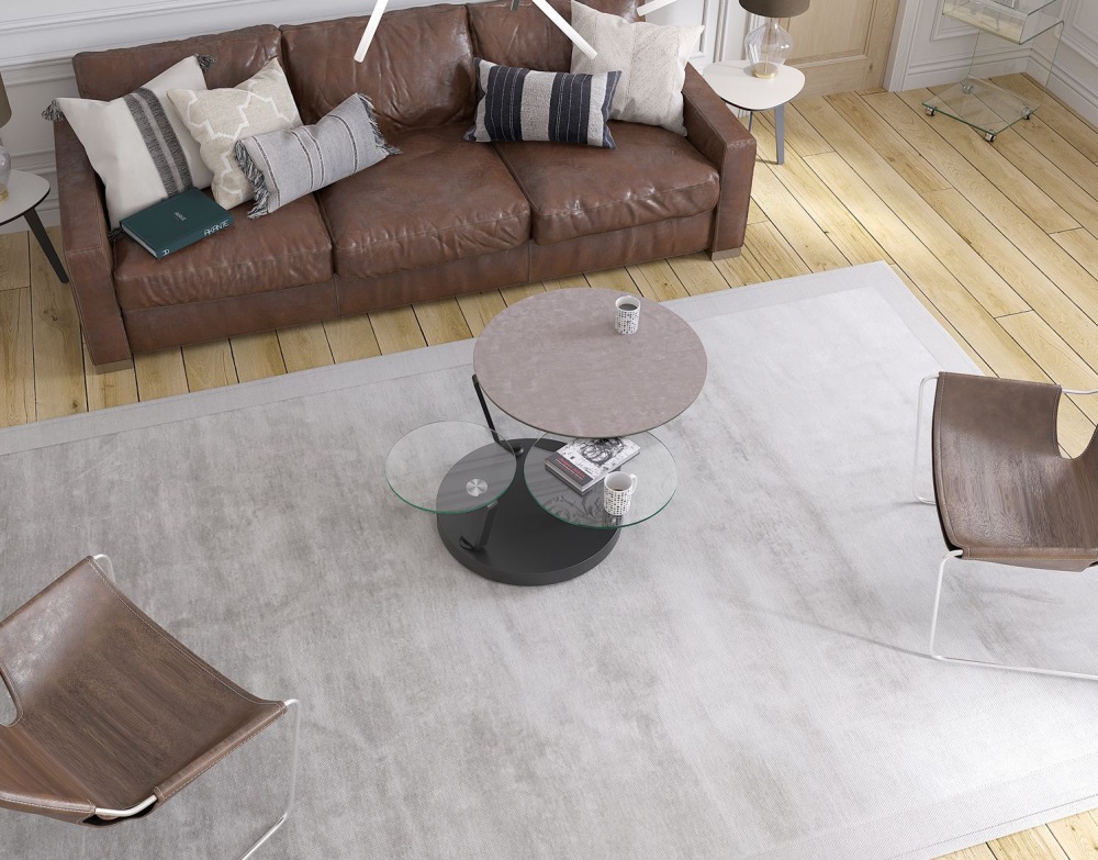 Akante Couchtisch Boussole ca. 77 / 132 cm Keramik zementgrau