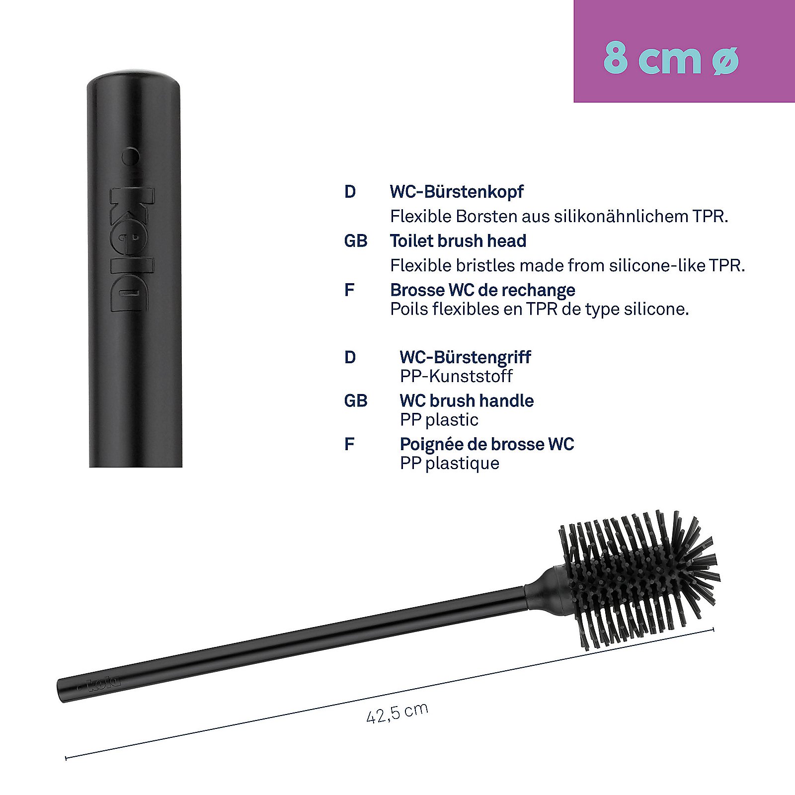 Kela WC-Bürste Silikon schwarz LA BROSSE in , Pinsel, Gerät, Werkzeug, Kosmetik