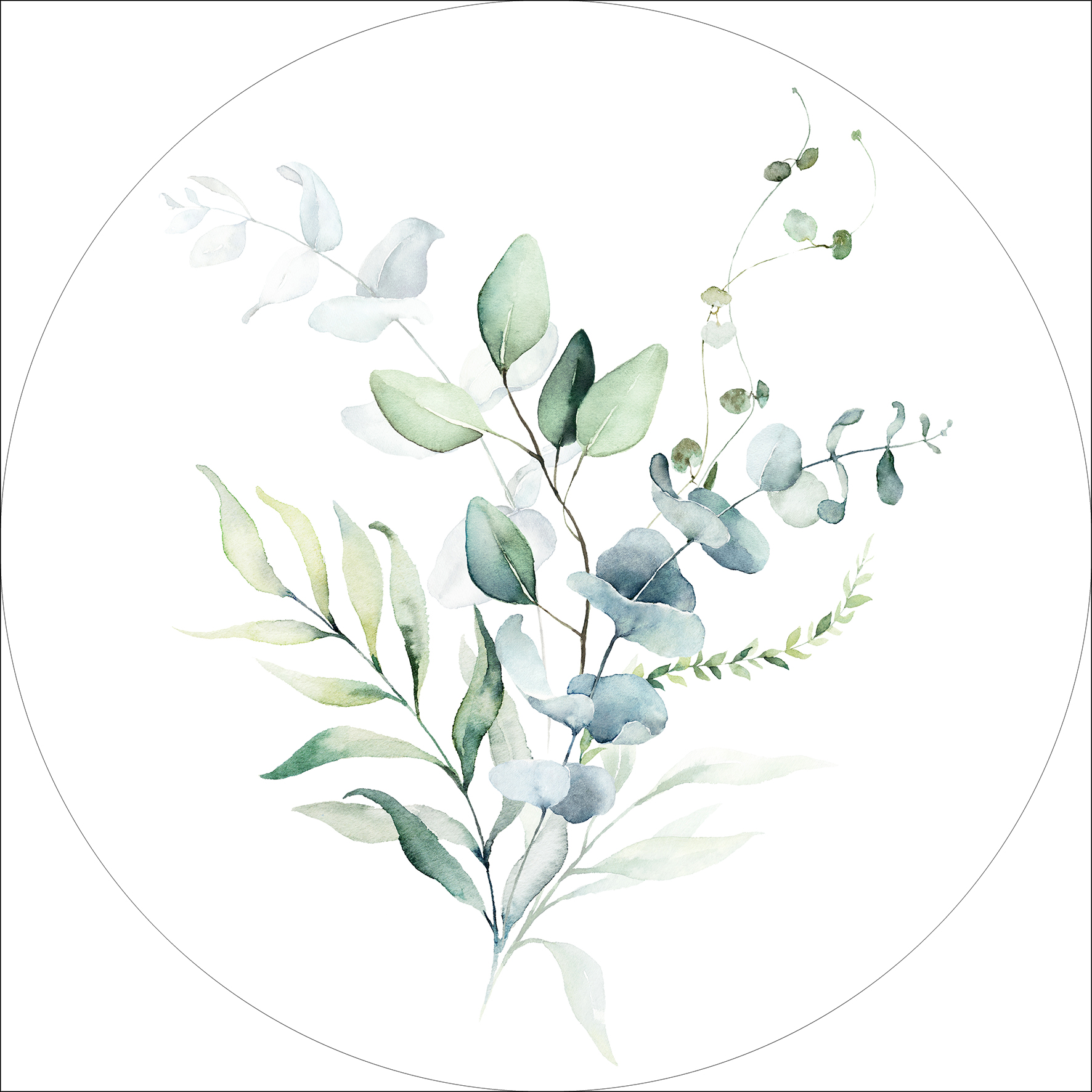 ProArt Glas-Art rund Ø 50cm Watercoloured Leaves I