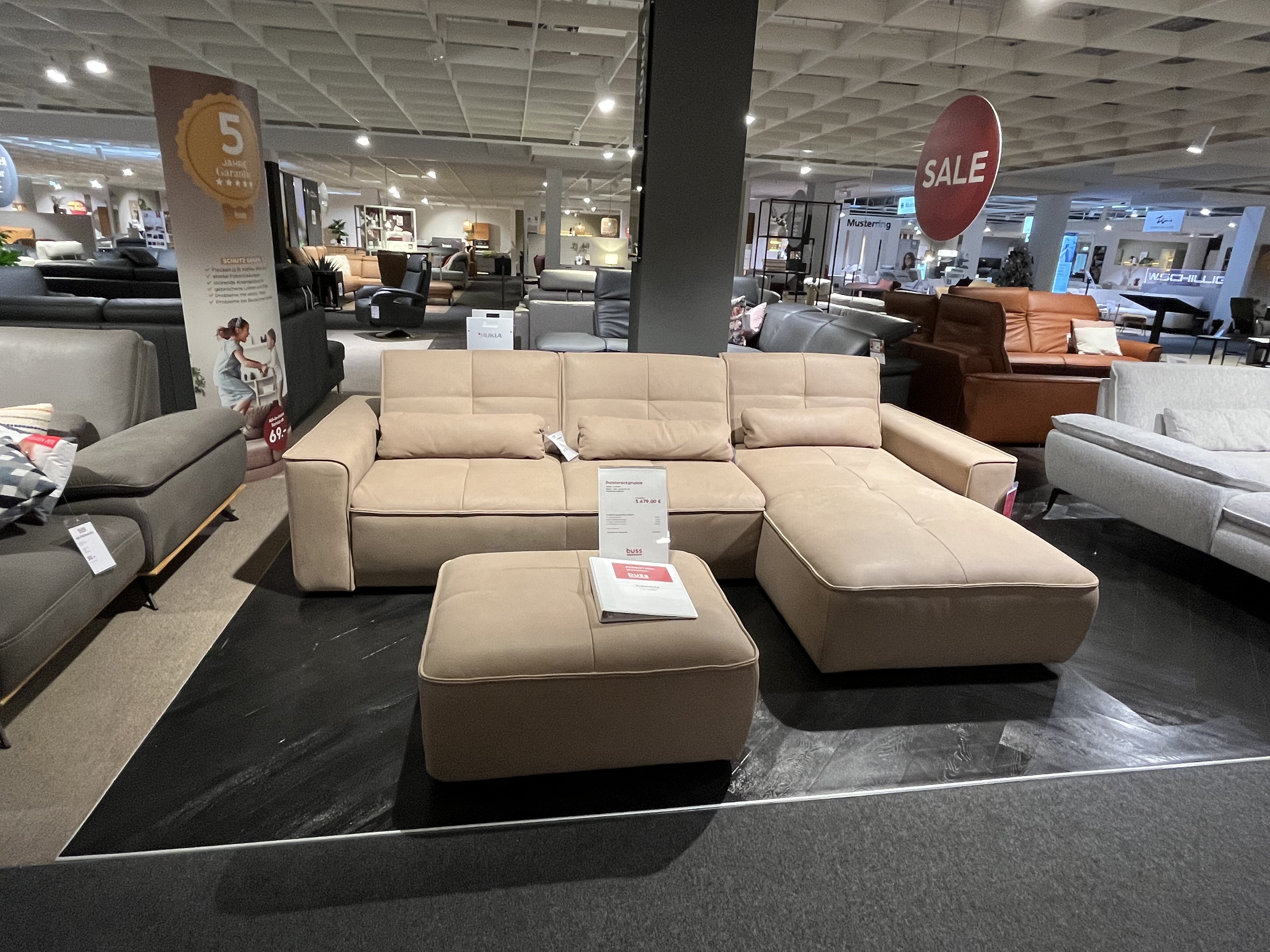 Polstergruppe VS-PN1210 in Leder Aurelia stone Polstergruppe VS-PN1210 in Leder Aurelia stone , Moebel, Drinnen, Lounge, Buch, Couch