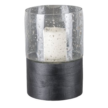 Gasper Glas Windlicht auf Mango in Farbe Schwarz