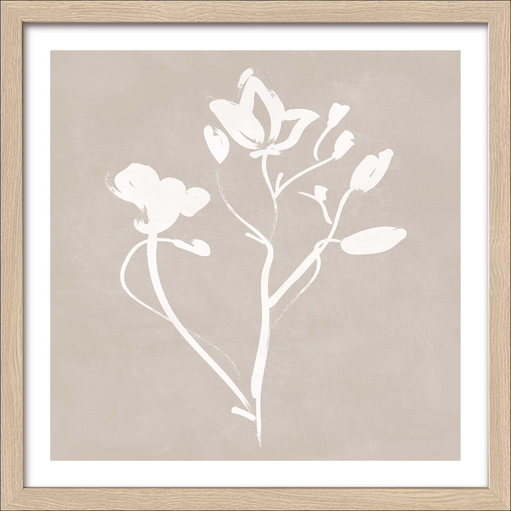 PRO ART Framed-Art Slim Scandic 33x33cm Flowers On Beige Color
