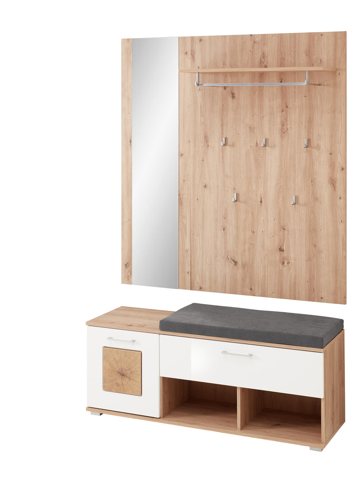 Innostyle Paneel/Spiegel/Bank Fun in weiß Hochglanz MDF/Absatz Hirnholz