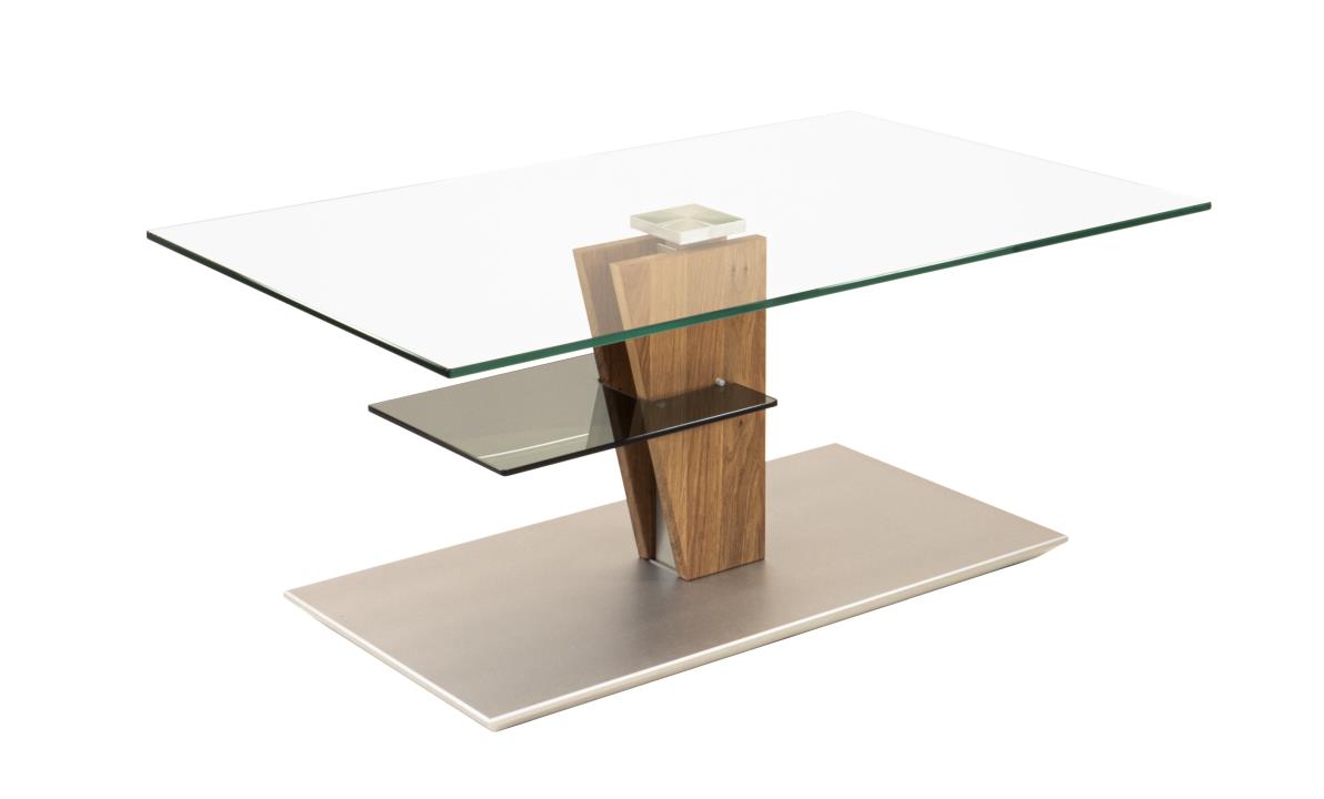 Vierhaus Couchtisch höhenverstellbar, ca. 100 x 60 x 47 - 65 cm in Wildeiche geölt mit Klarglasplatte