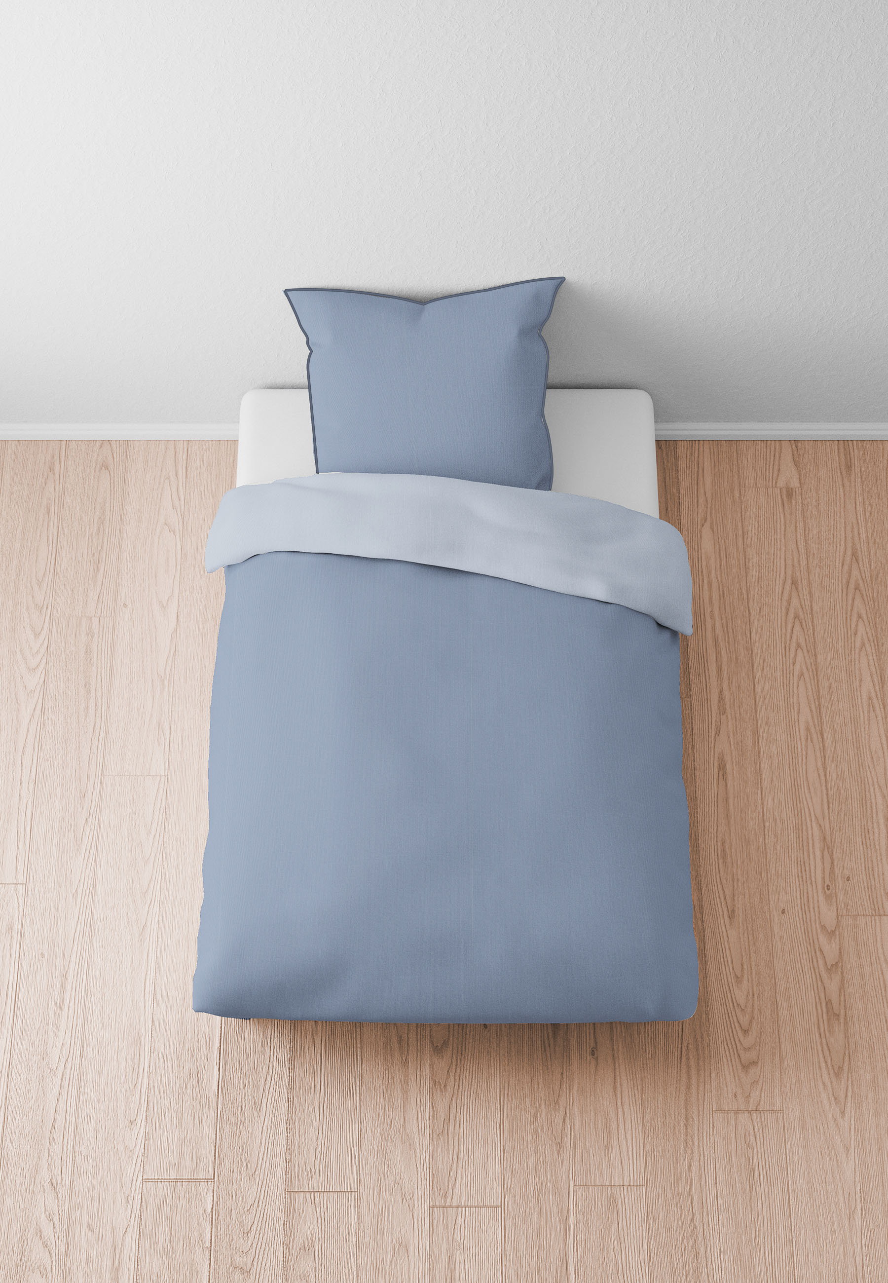 Biberna Mako-Satin-Bettwäsche ca. 155x220cm in Farbe Blau