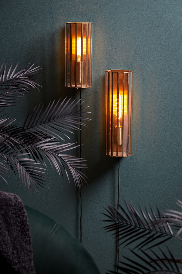 Wandleuchte STROBY  in antik bronze / Glas