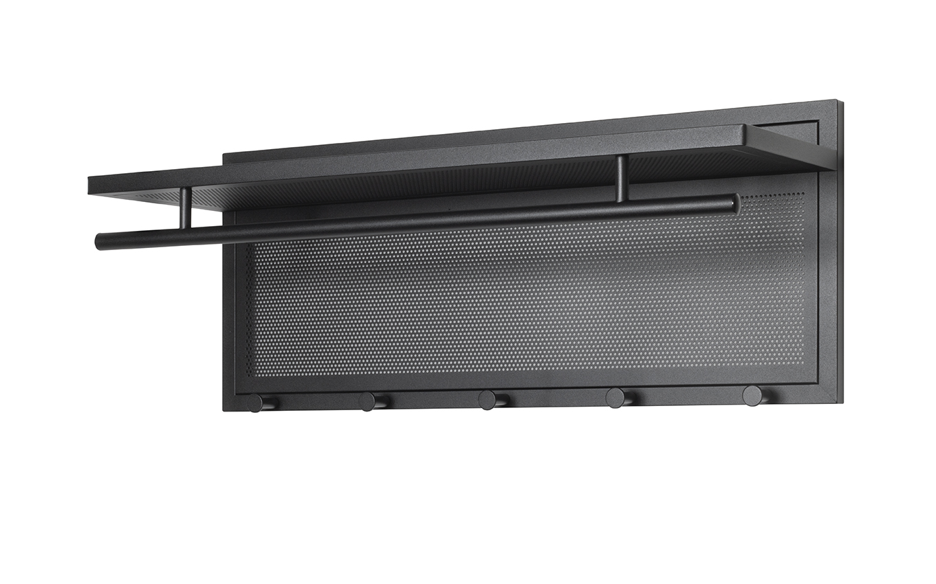 Haku Möbel Wandgarderobe  ca. B75 H30 T26 cm in Stahlrohr schwarz , Elektronik, Bildschirm, Sprecher