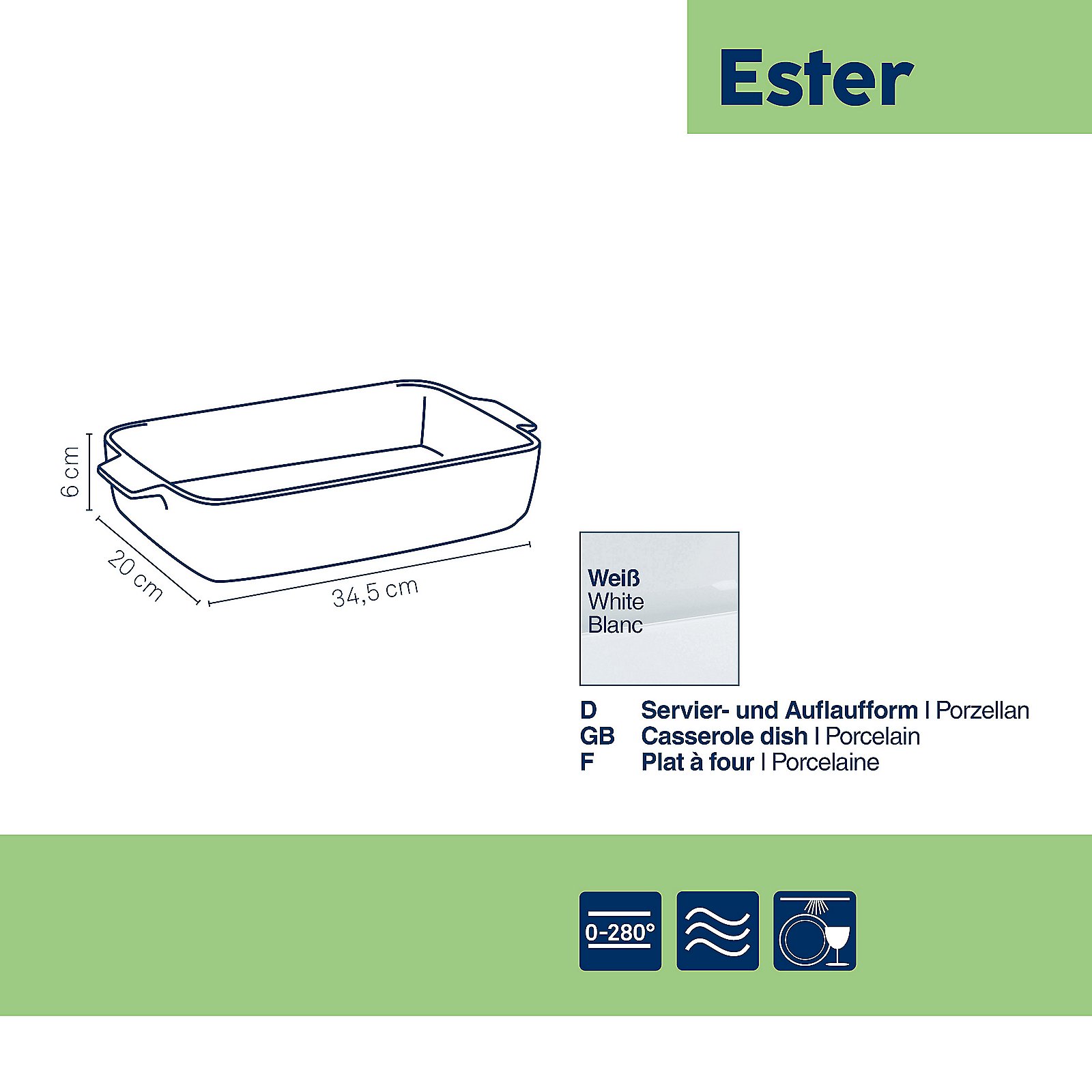 Kela Servier-und Auflaufform Ester ESTER in Weiß, Wanne, Baden, Badewanne, Person