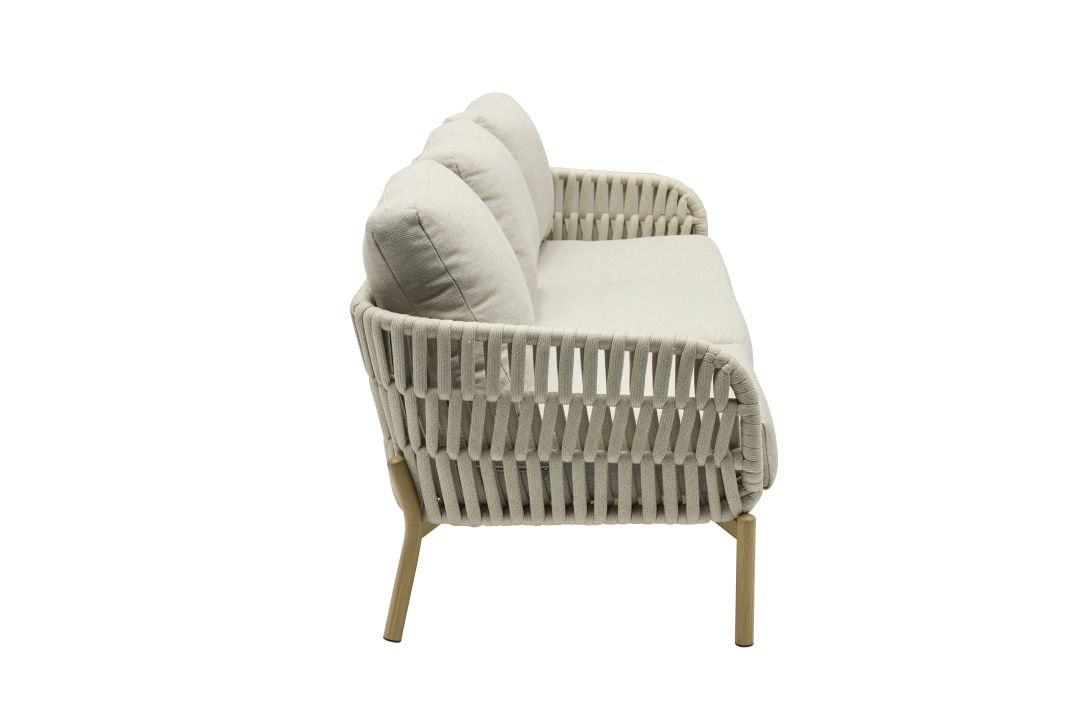 L.C. Wholesaler Dining-Sofa TERRANO 3-sitzig in Farbe Geflecht Rope natur, Moebel, Kissen, Dekoration für Zuhause, Stuhl, Krippe