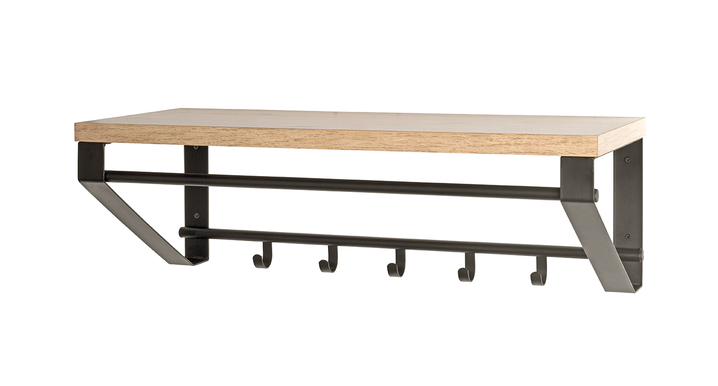 Haku Möbel Wandgarderobe ca. B70 H23 T30 cm in Metall schwarz pulverb., Kaffeetisch, Mobiliar, Tabelle, Esstisch
