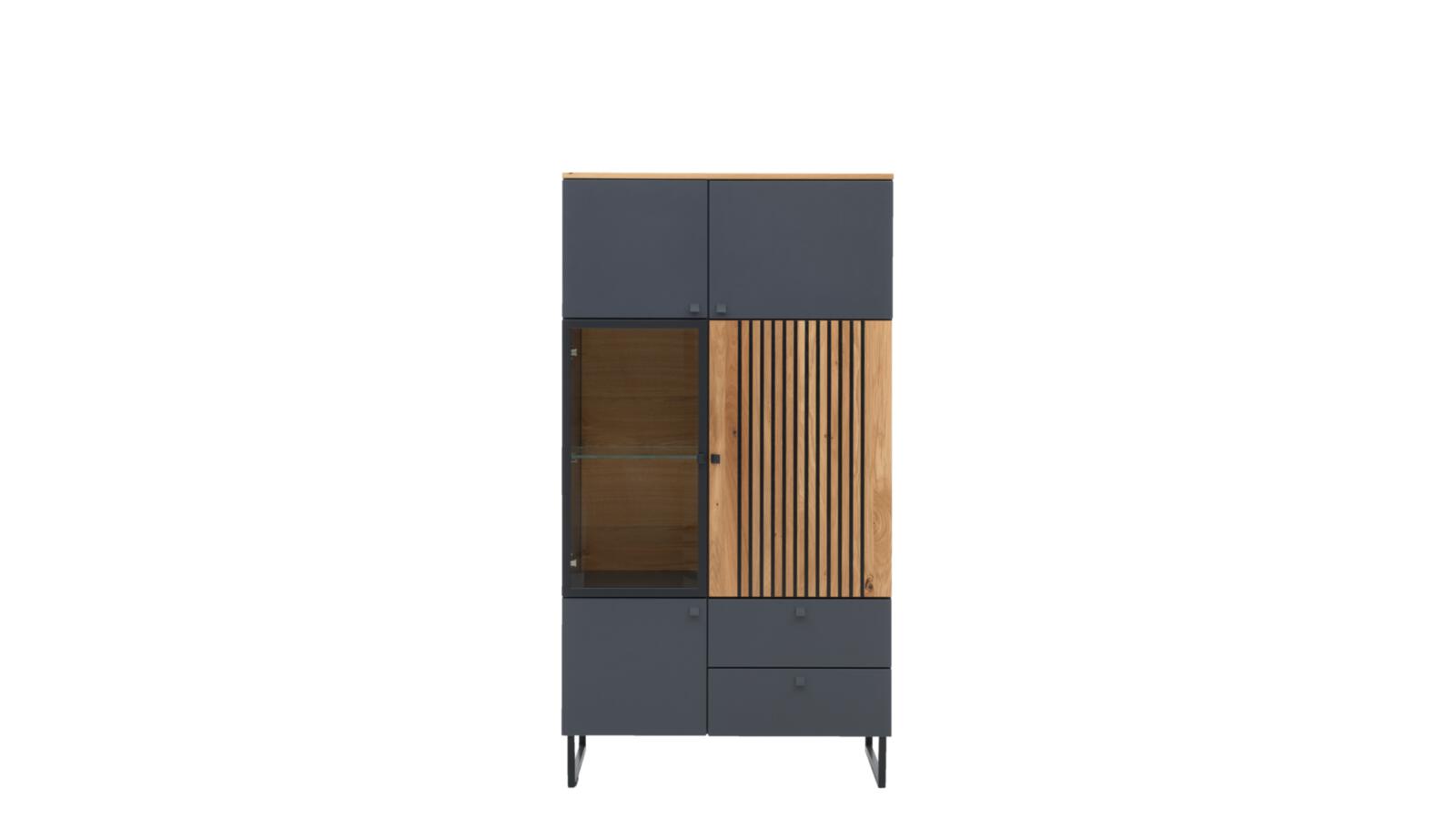 Interliving Highboard INTERLIVING-5605 B/H/T ca.86x158x42cm in Lack quarzgrau