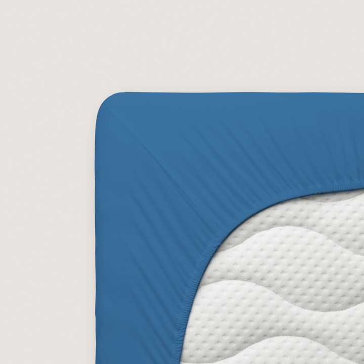 Schlafgut Pure Spannbettlaken ca. 90x190-100x220cm in Farbe Blue Mid