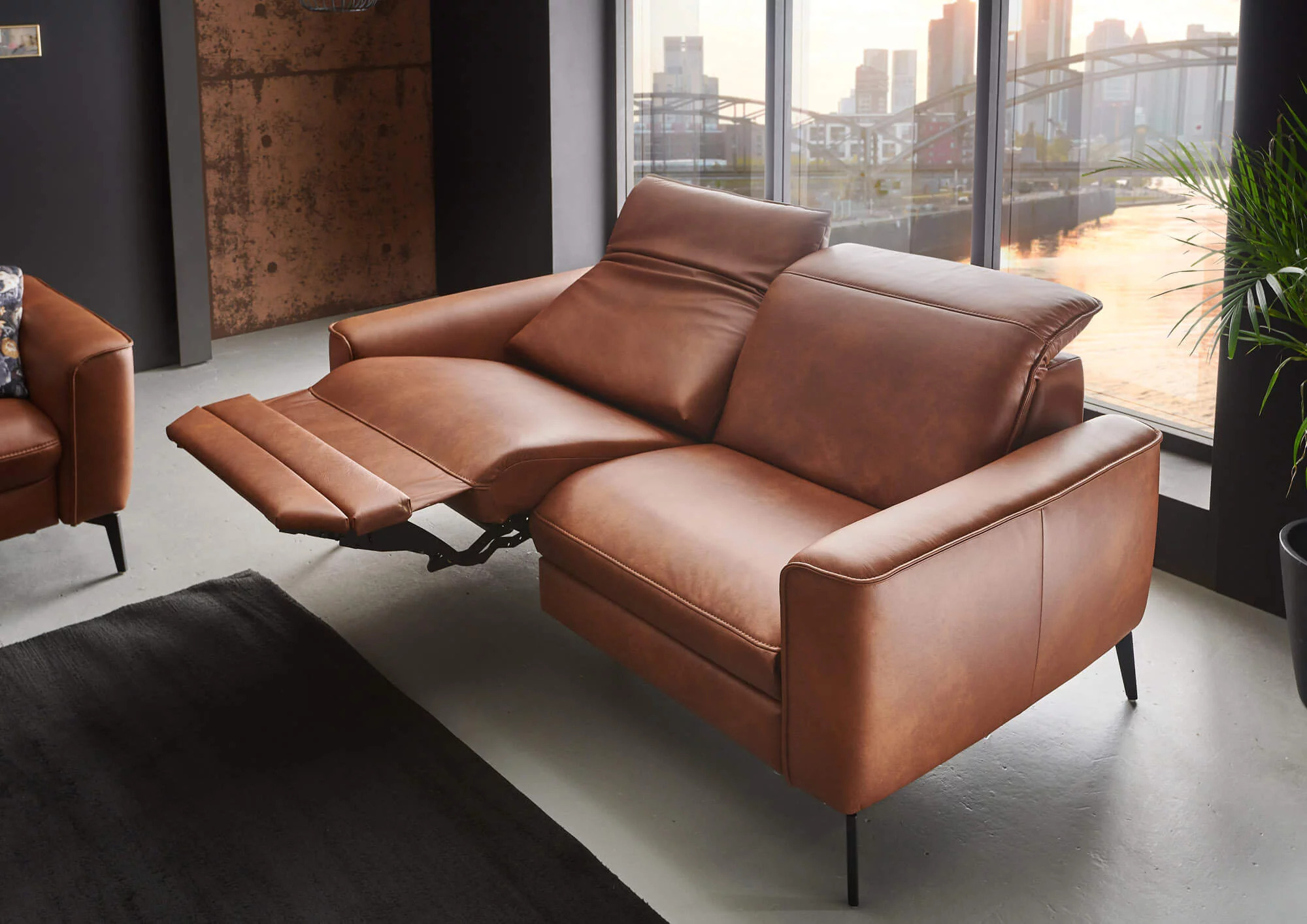 Hukla Sofa 2.5-sitzig HU-PC23005 ca. B192 T105 cm in Leder Cloudy cognac 60, Moebel, Stuhl, Sessel, Couch