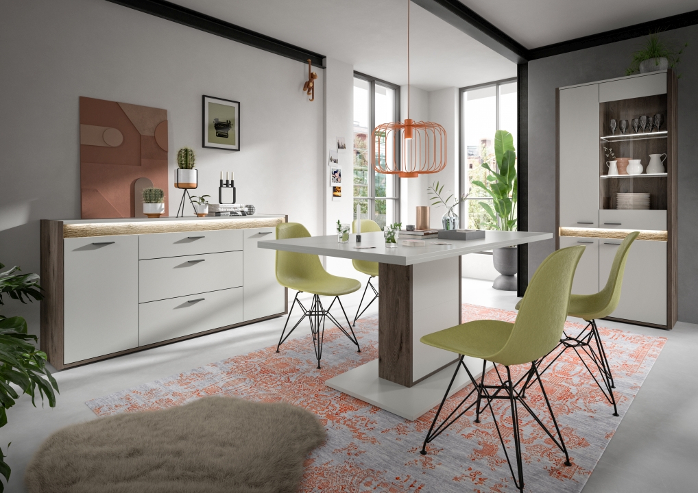 Xonox Home Esstisch FALCONA in hellgrau / Nox Oak dunkel Nachbildung