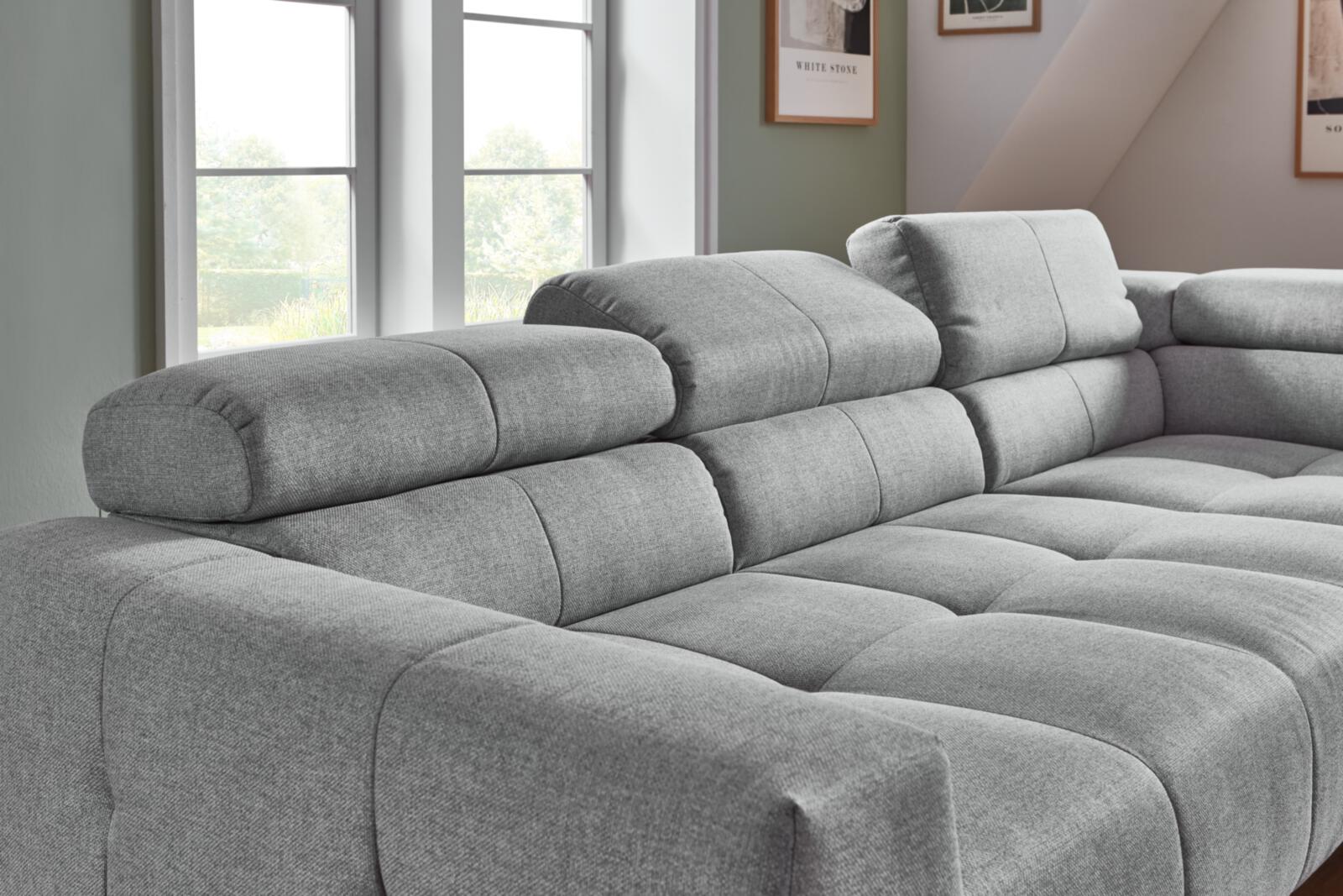 Candy Polsterecke SK-745 CLEVELAND MOVE ca. 279x224cm in Stoff Mono light grey, Couch, Mobiliar, Kissen, Dekoration für Zuhause