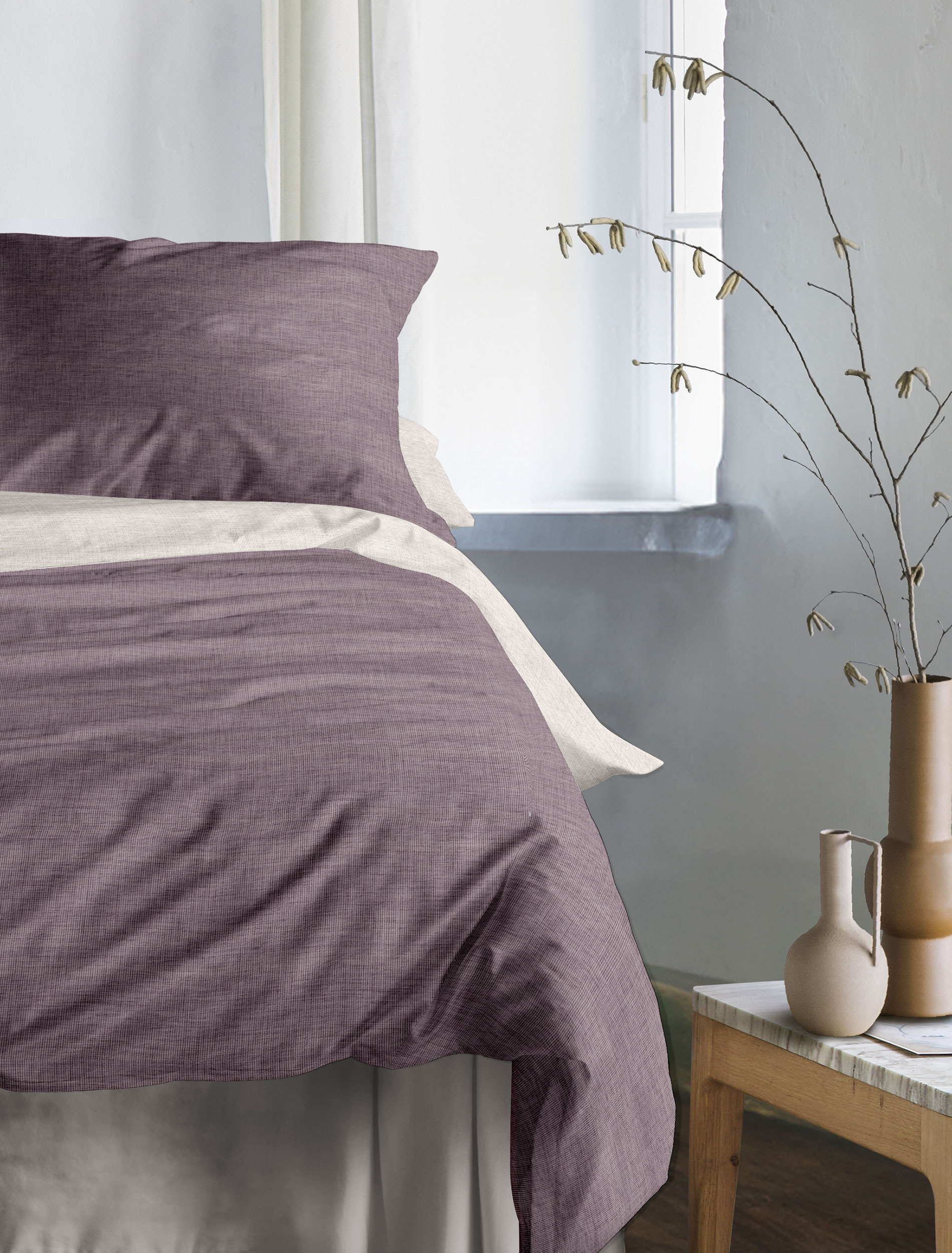 irisette Mako-Satin Bettwäsche WAVE-HK ca. 135x200cm in Farbe mauve, Kissen, Dekoration für Zuhause, Mobiliar, Bett