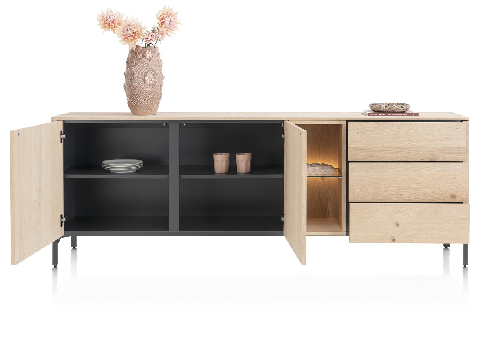 XOOON Sideboard TRENTON ca. B210 H75 T42 cm in Eiche furniert/Gestell graphit