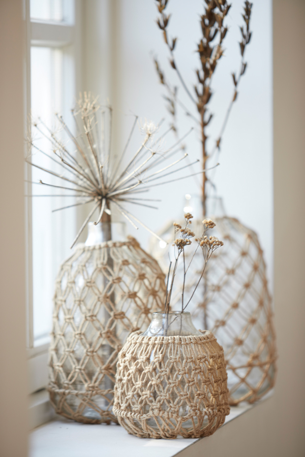 Light & Living Vase NARONA in Glas Klar, Jute
