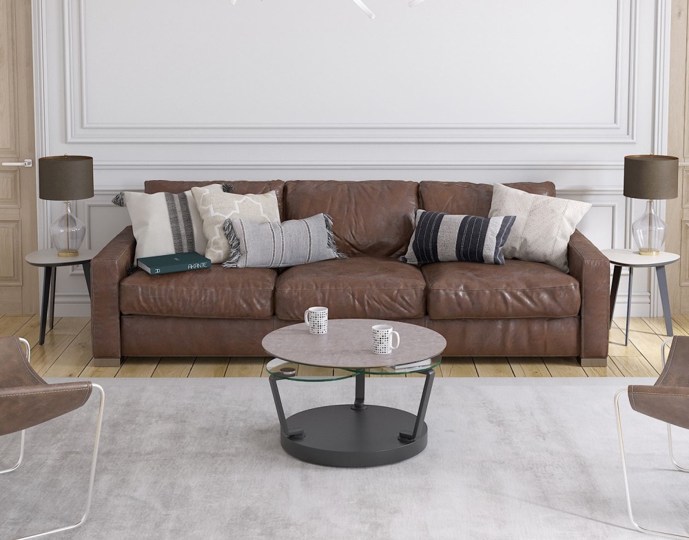 Akante Couchtisch Boussole ca. 77 / 132 cm Keramik zementgrau