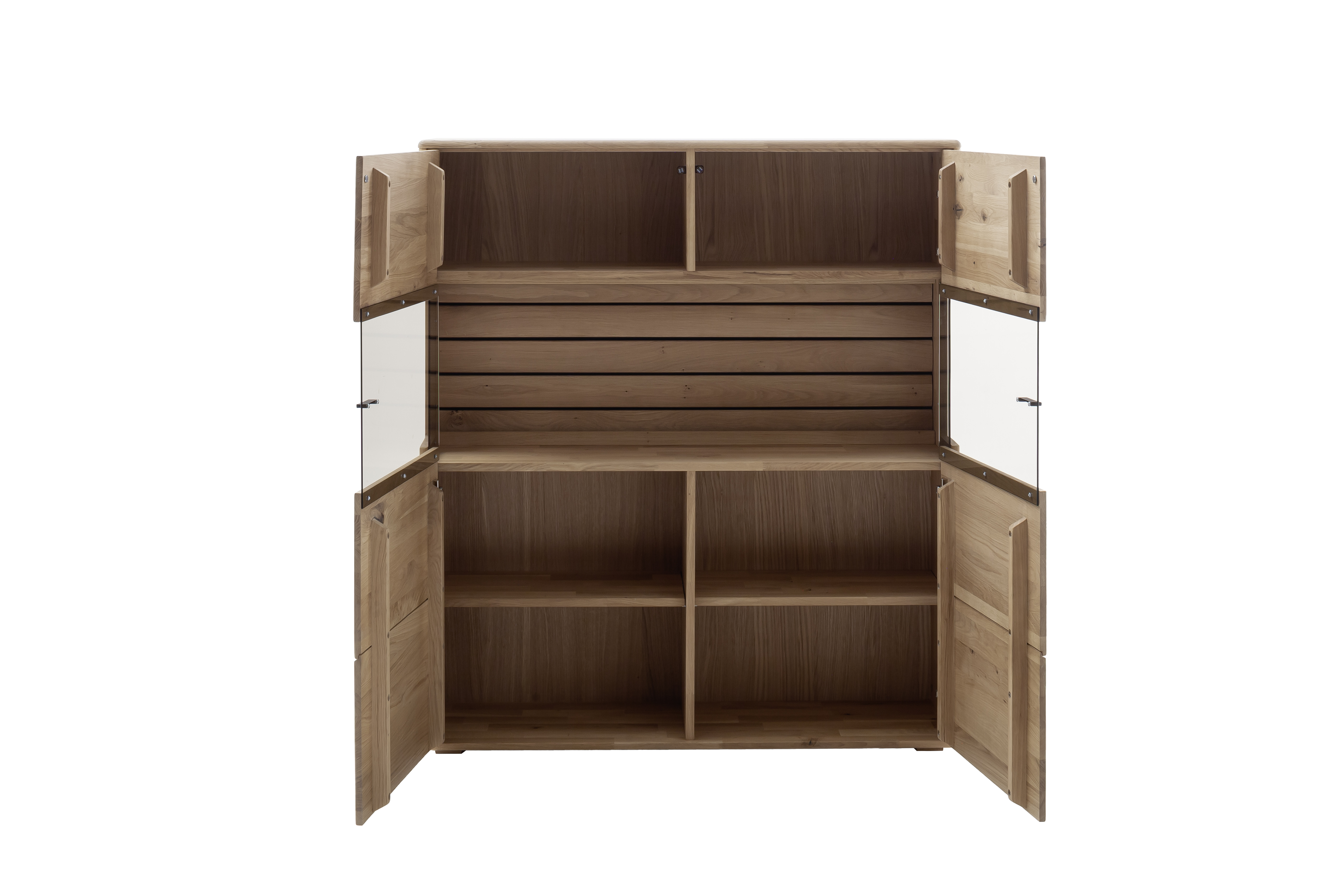 MCA Furniture Highboard GIRONA ca. B124 H140 T37 cm in Ast-/Balkeneiche massiv