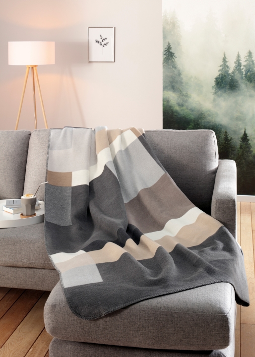 Biederlack Decke ca. 150x200cm in Farbe Black Part, Decke, Dekoration für Zuhause, Lampe, Kissen, Couch