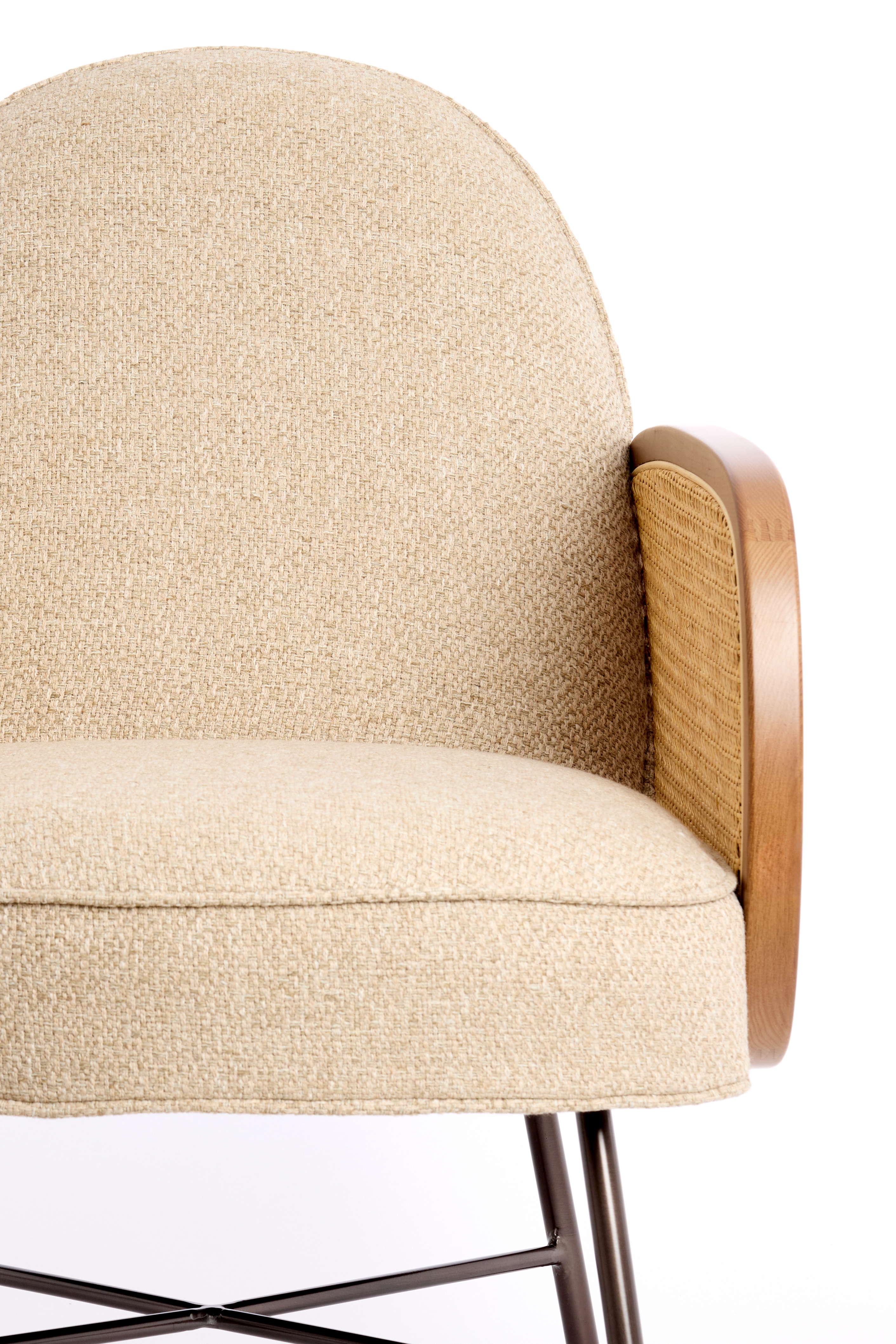 Stuhl  in Beige+Rotan natural