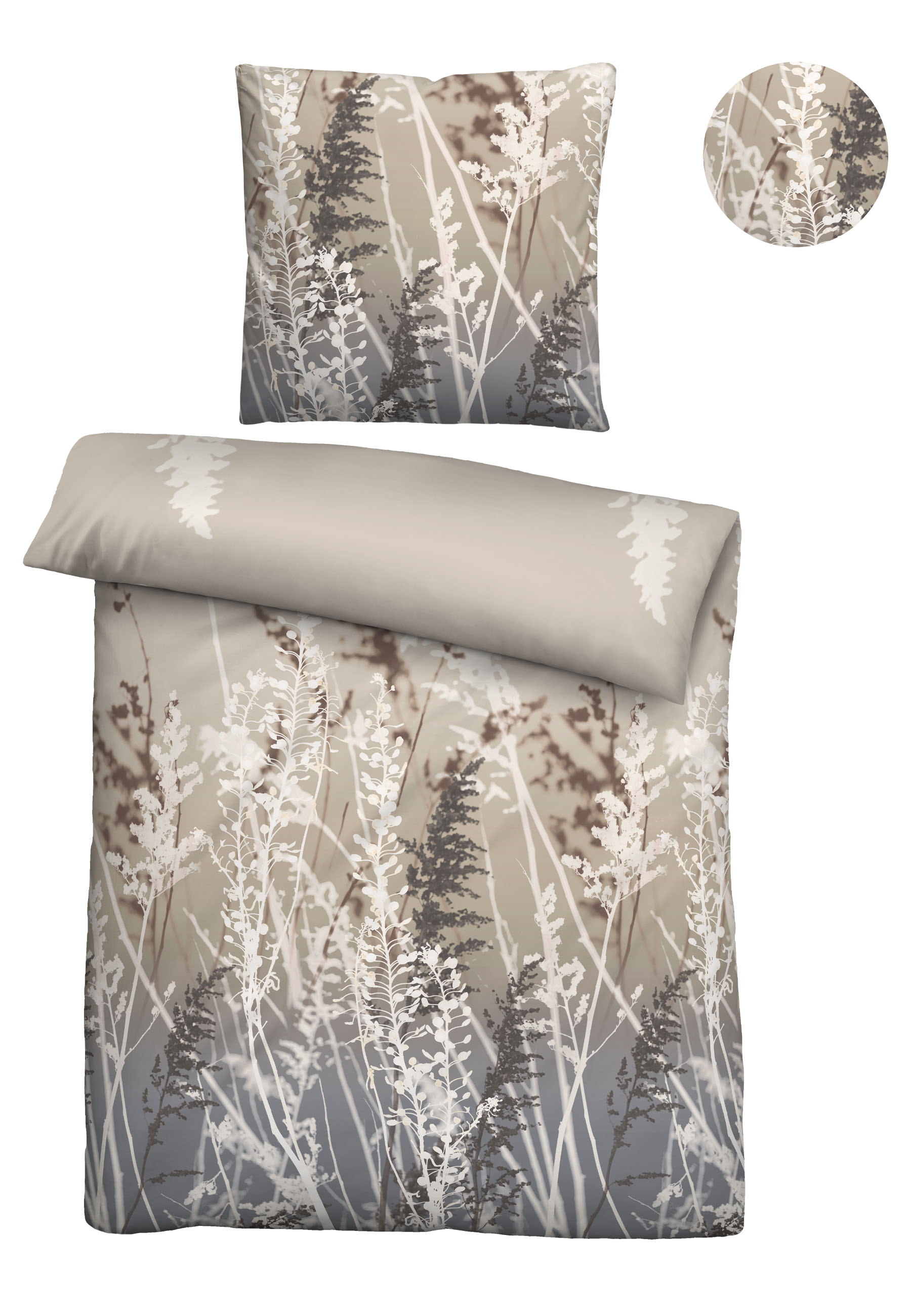 Biberna BIBER-Bettwäsche ca. 135x200cm in Farbe Taupe, Kissen, Dekoration für Zuhause, Mobiliar, Bett
