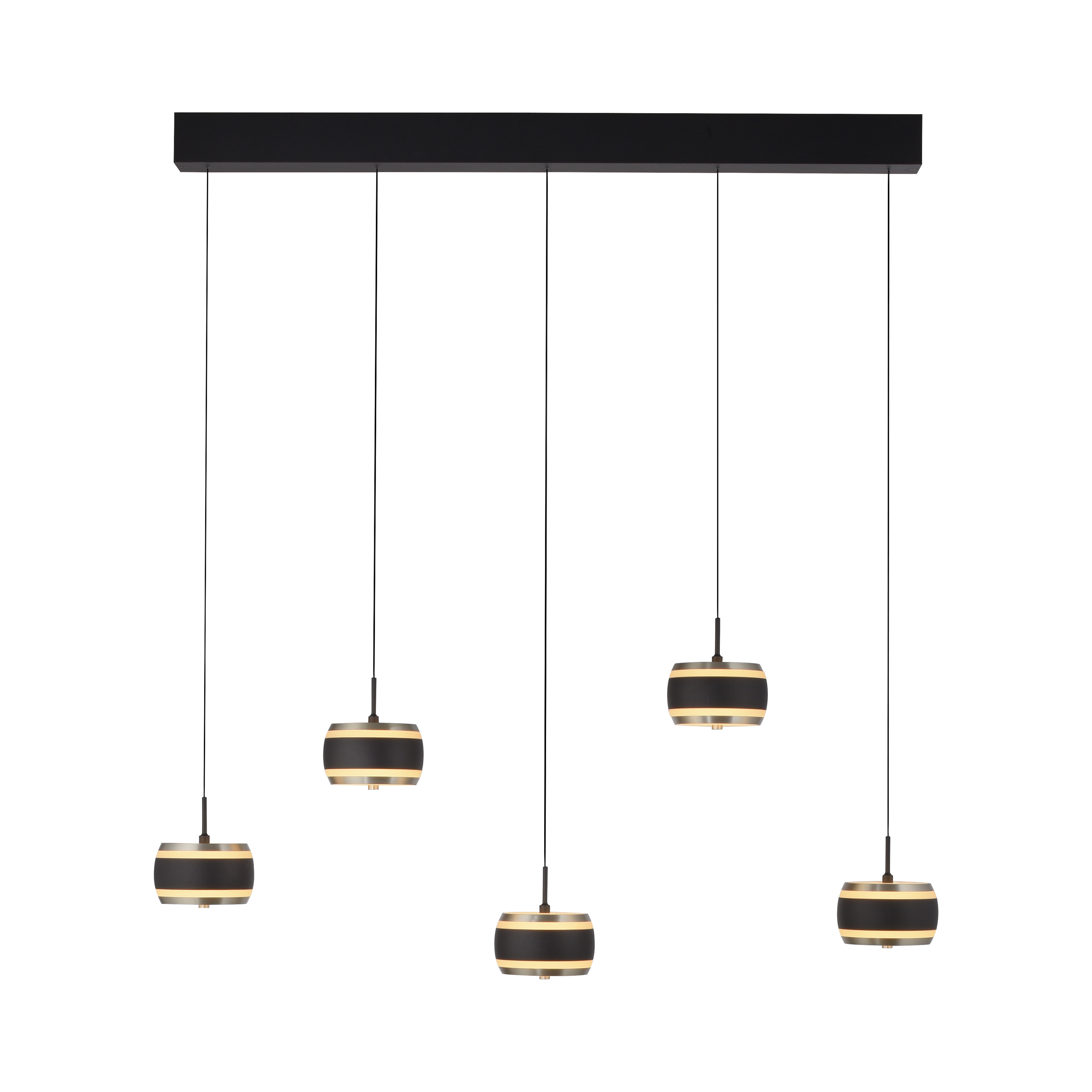 Paul Neuhaus LED-Pendelleuchte PURE FALLING RINGS 5-flammig in Farbe black pearl/diamond, Lampe, Kronleuchter