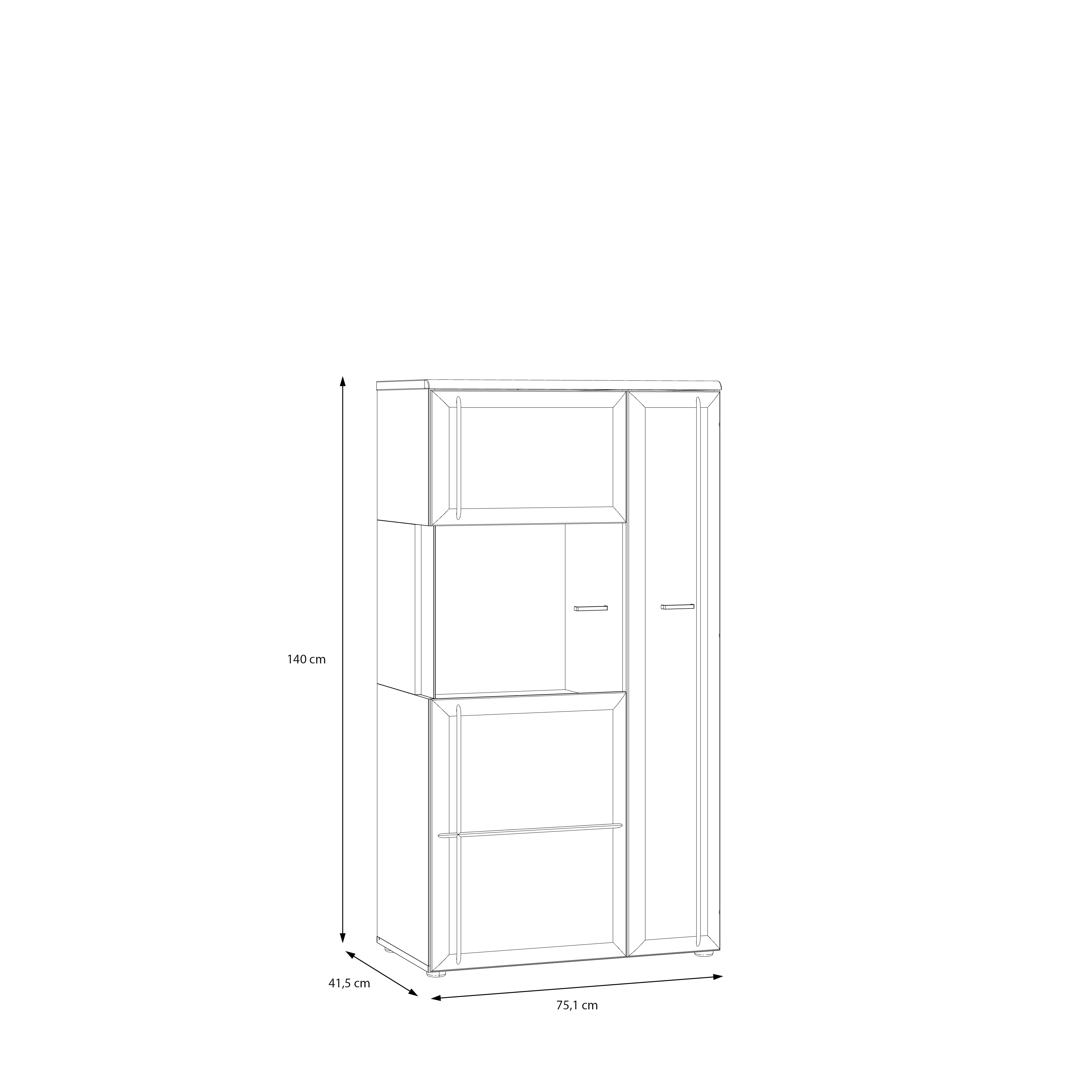 Forte Fabryki Mebli Vitrine AKINORI ca.B75 H140 T42 cm in D108 Novella Eiche