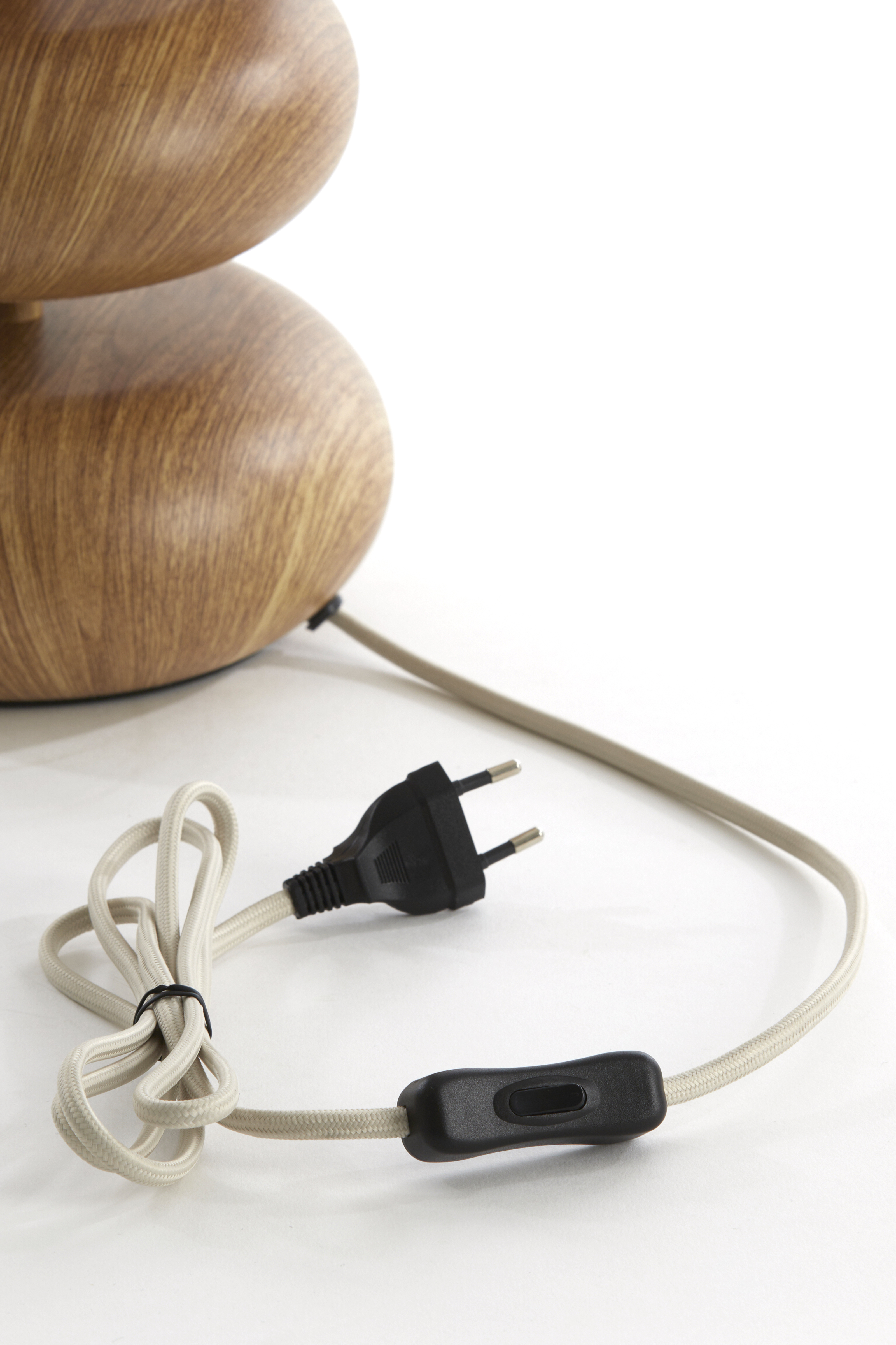 Tischleuchte  Durchm. 22x51cm in wood Print natur+Rope creme