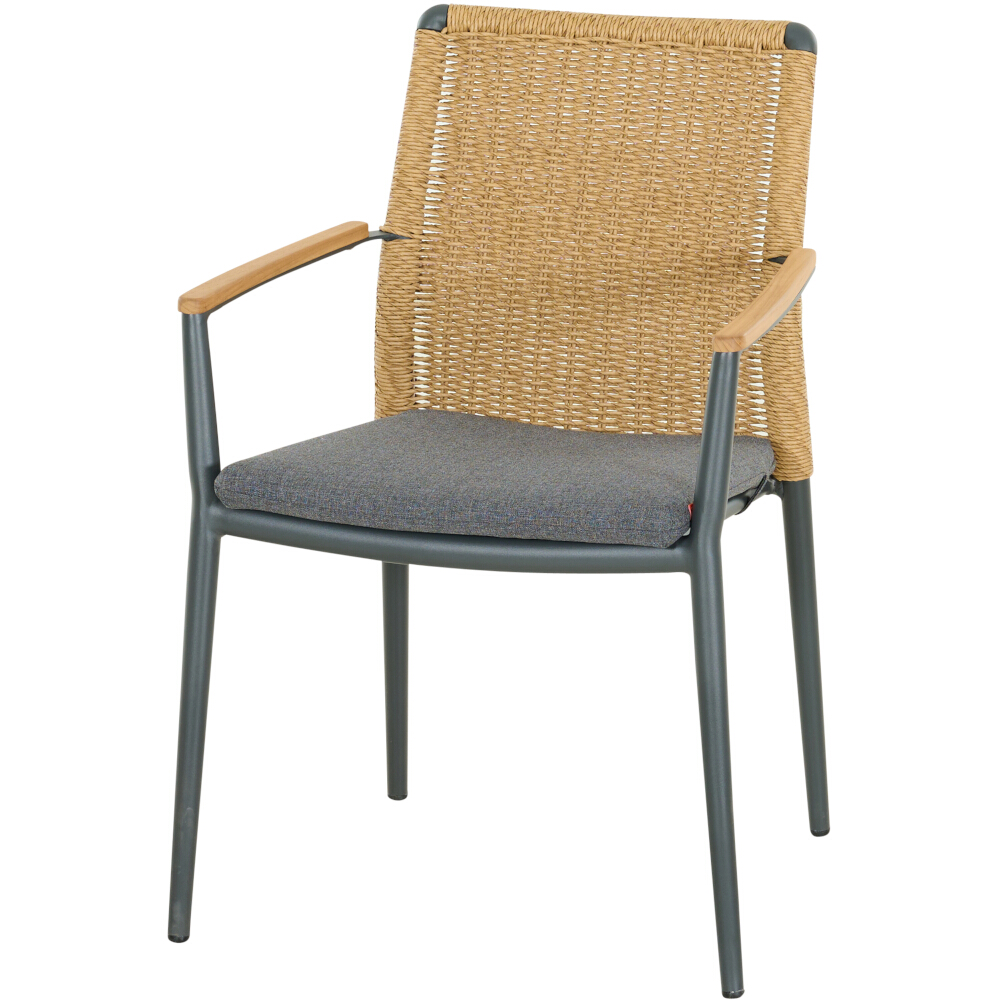 Stapelsessel Roma in Aluminium matt anthrazit/Gardino®-Geflecht natur, Moebel, Stuhl, Sessel