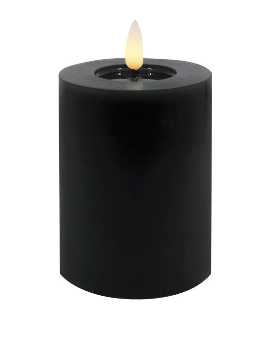 L.C. Wholesaler LED-Stumpenkerze WINTER ca. Ø 7,5, H 10cm in black smooth, 7.5x10cm