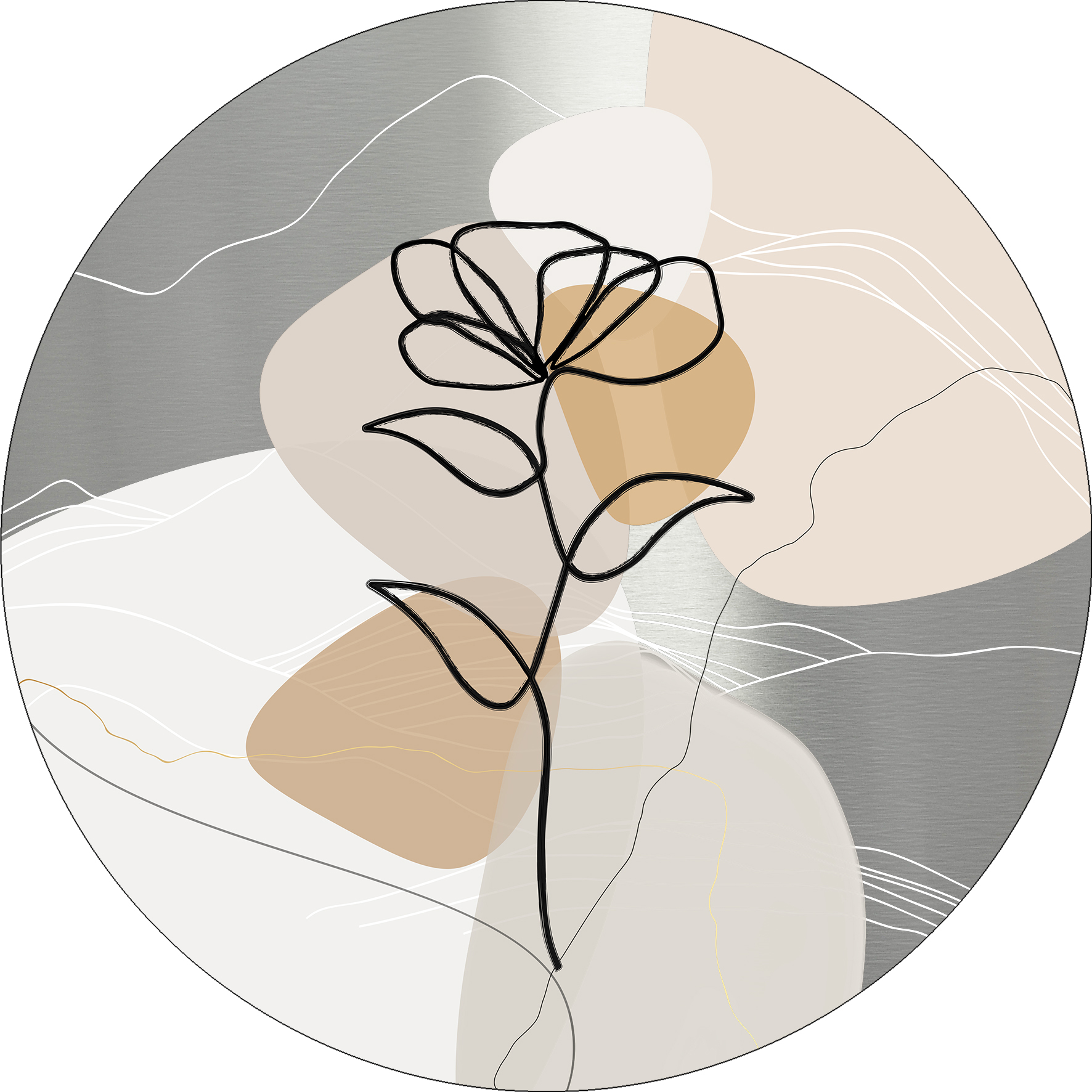 ProArt Alu-Art rund Ø 98cm Line Art Leaves VII