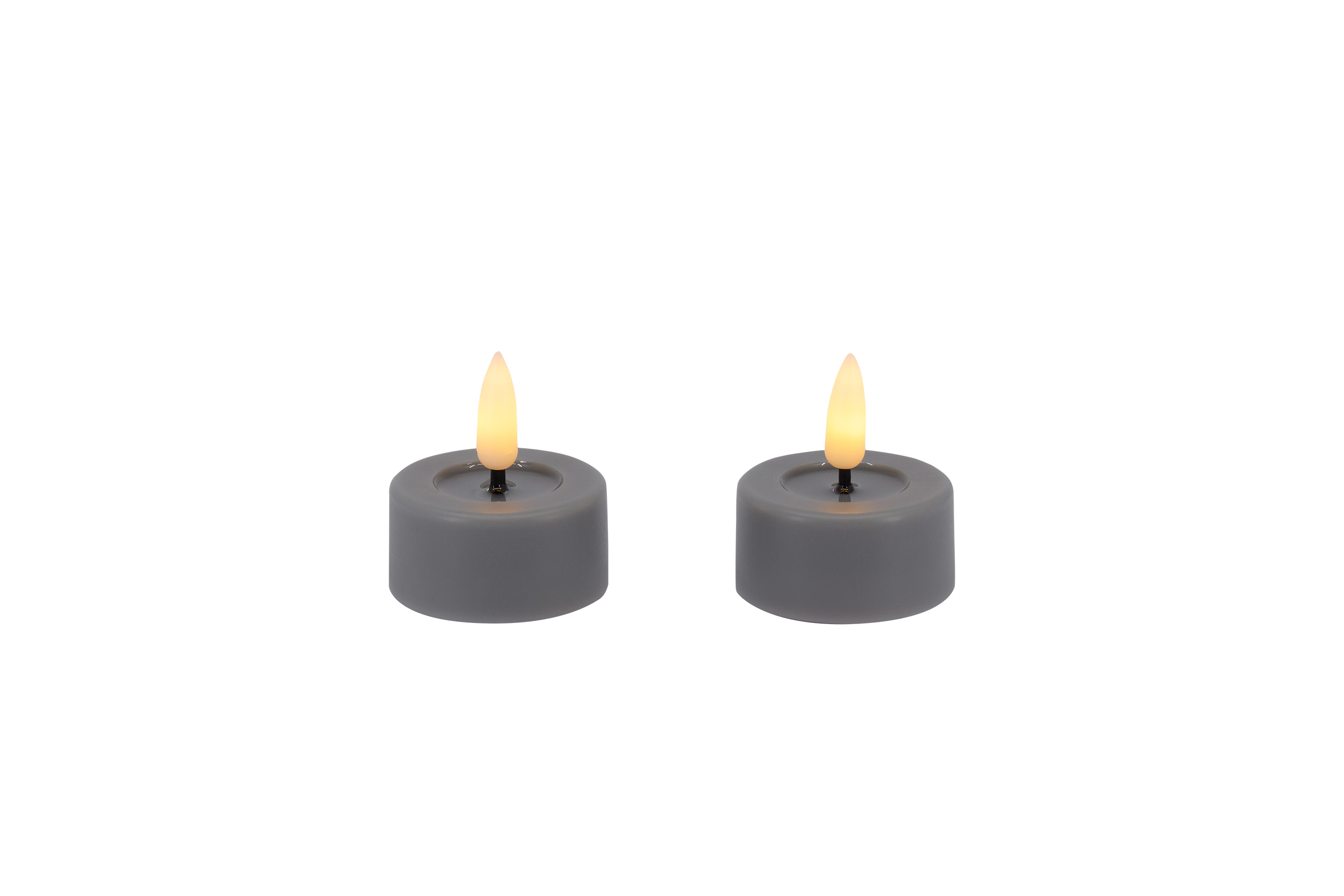 L.C. Wholesaler LED-Teelicht 2er-Set BASIC ca. Ø 4,2, H 2,5cm in Kunststoff grau 4.5x2.5cm