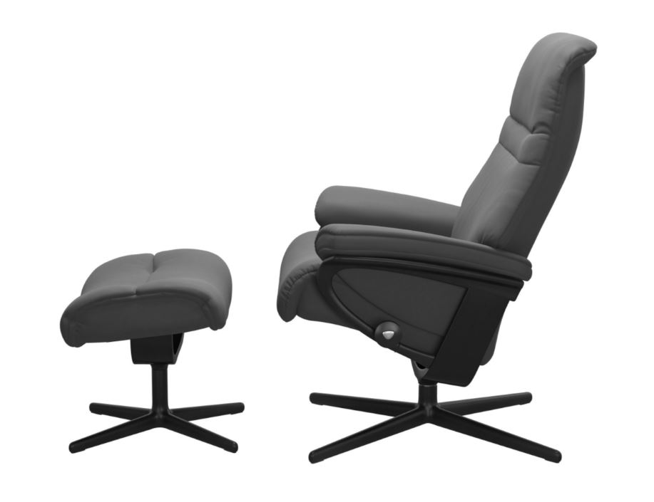 Stressless Sessel mit Hocker Sunrise Cross (M) in Leder Batick grey