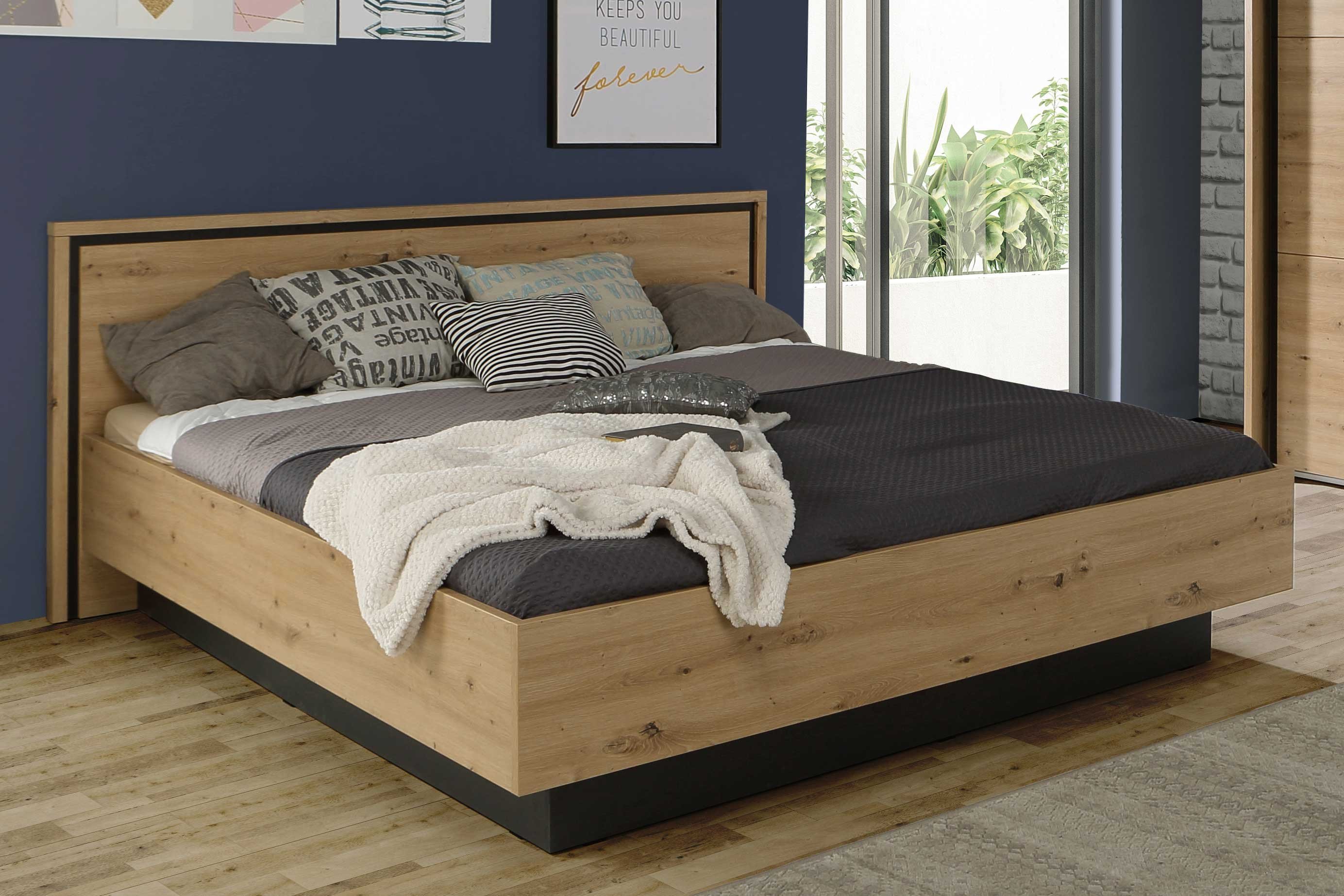 Forte Bett Trondheim in Artisan Eiche Nachbildung, ca 180 x 200 cm