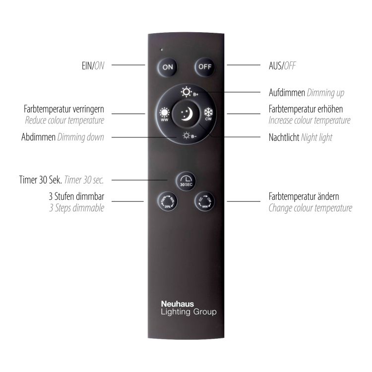 Paul Neuhaus LED-Deckenleuchte PURE MIRA 2-flammig in Farbe aluminium, Elektronik, Fernsteuerung, Elektrisches Gerät, Schalter