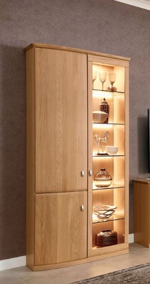 RMW Vitrine VERMONT mit Front in Eiche sand massiv