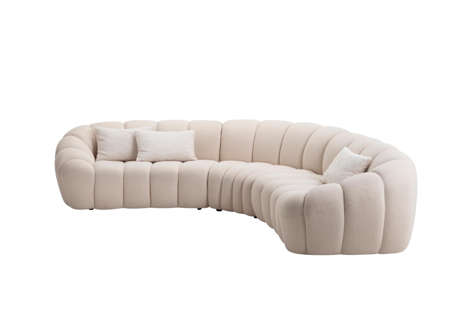 Rundecke  ca. B290 T290 cm in Stoff 306/55 weiß, Couch, Mobiliar, Kissen, Dekoration für Zuhause
