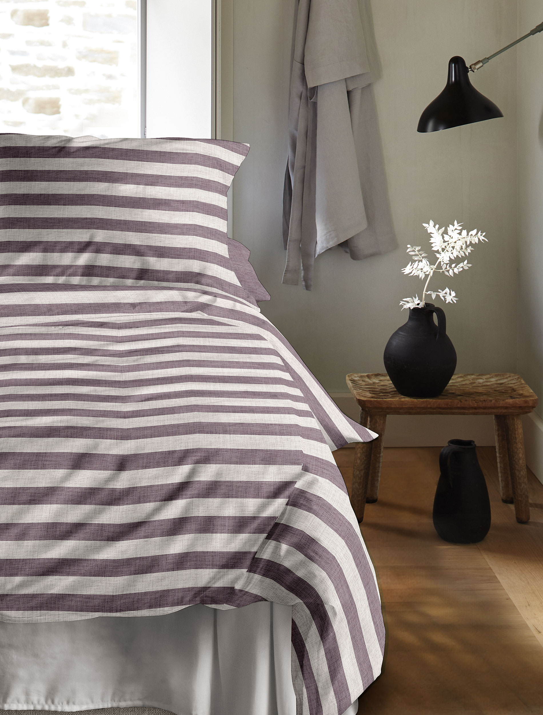 irisette Mako-Satin Bettwäsche WAVE-HK ca. 155x220cm in Farbe mauve, Moebel, Bett, Pflanze, Bettlaken