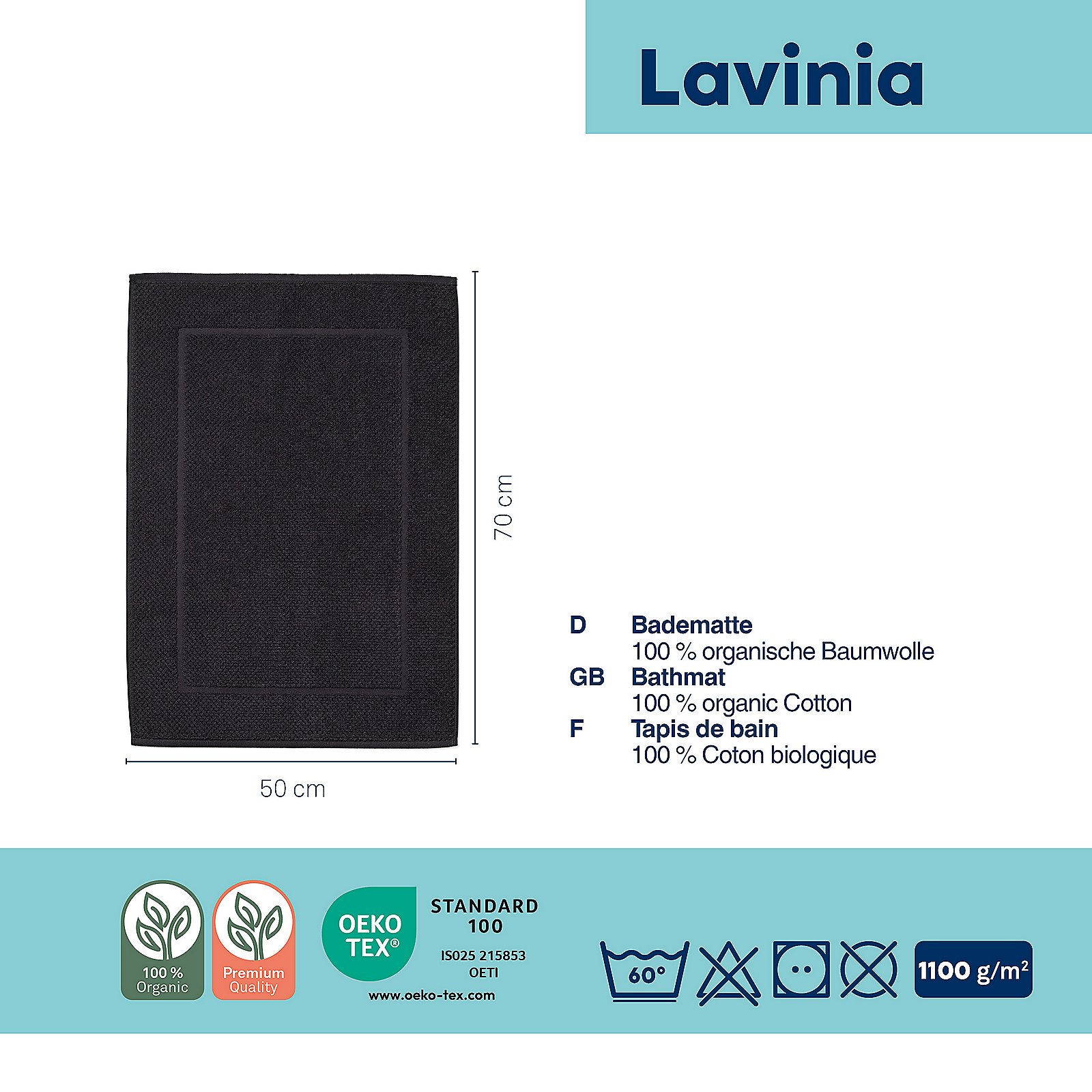 Kela BADVORLEGER LAVINIA in Schwarz, Seite, Text, Werbung, Inneneinrichtung, Plakat