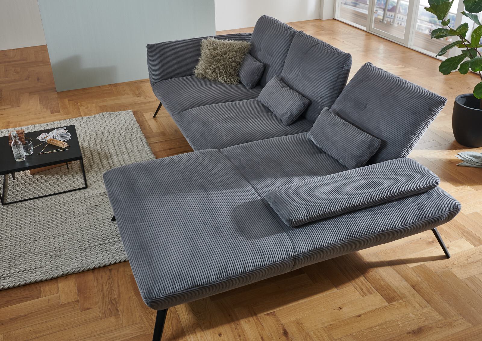 Poco Polstergruppe DOVER ca. 301x191cm in Stoff Cord Lincoln hellgrau, Moebel, Couch