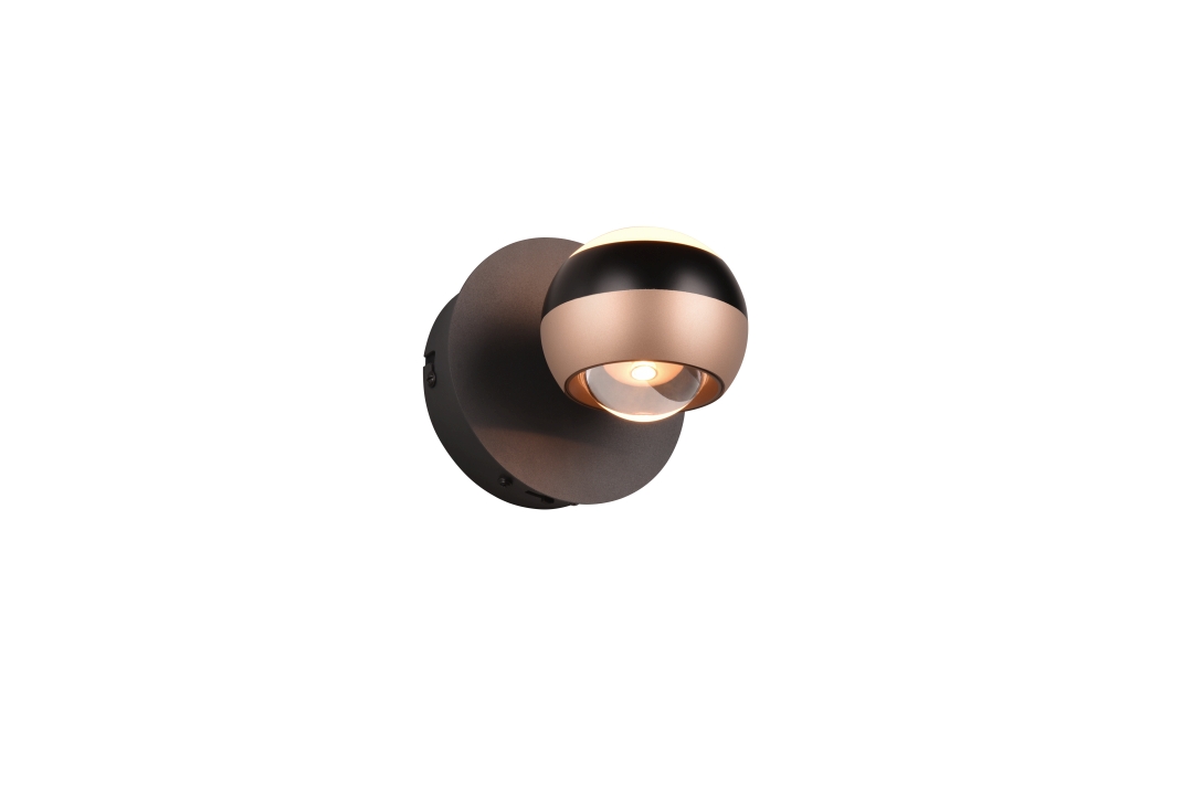 Trio LED-Wandleuchte Orbit in Metall schwarz m. coffee