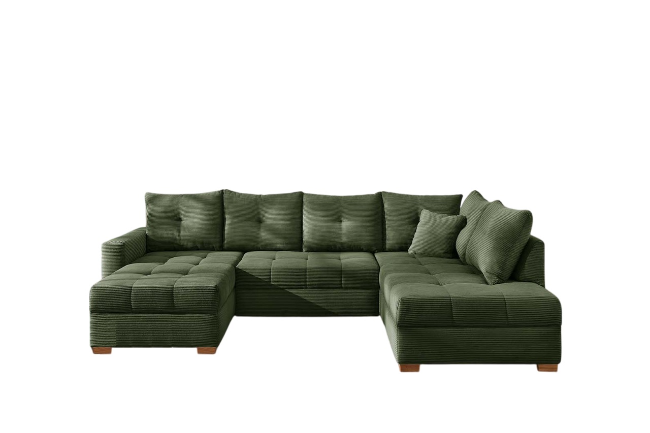 JOB Wohnlandschaft ABBY ca. 170x313x200cm in Dessin Cord grün, Couch, Mobiliar