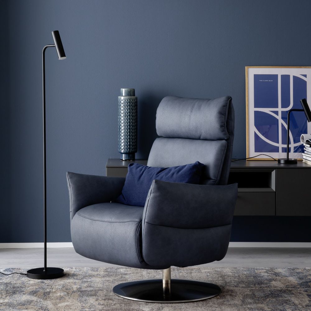 SCHÖNER WOHNEN-Kollektion Relaxsessel IMPULS LAZYLINE in Leder Reno grey/blue OL