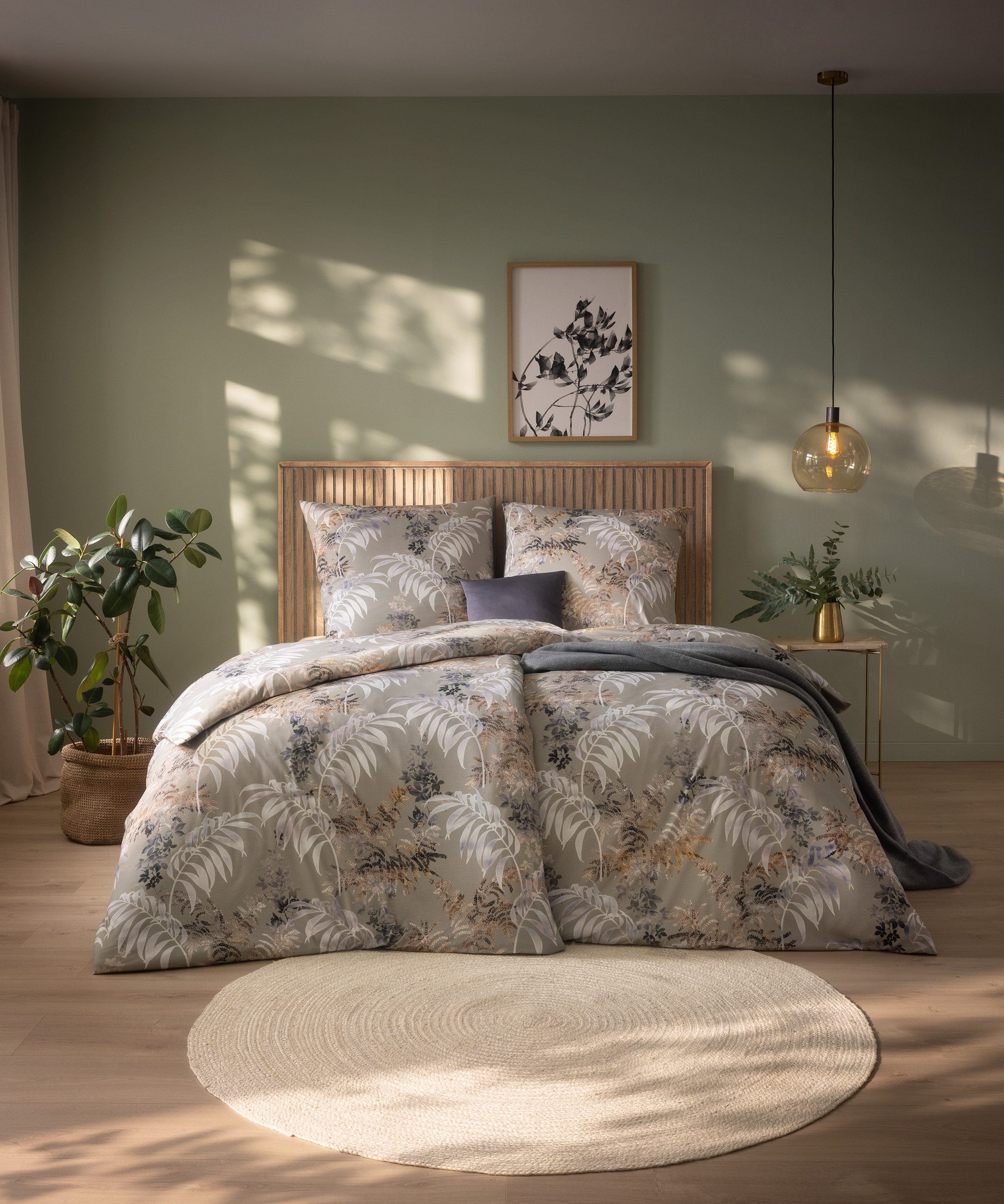 Bettwäsche RONJA  ca. 155x220cm in Farbe khaki, Dekoration für Zuhause, Innenarchitektur, Mobiliar, Lampe, Gemälde