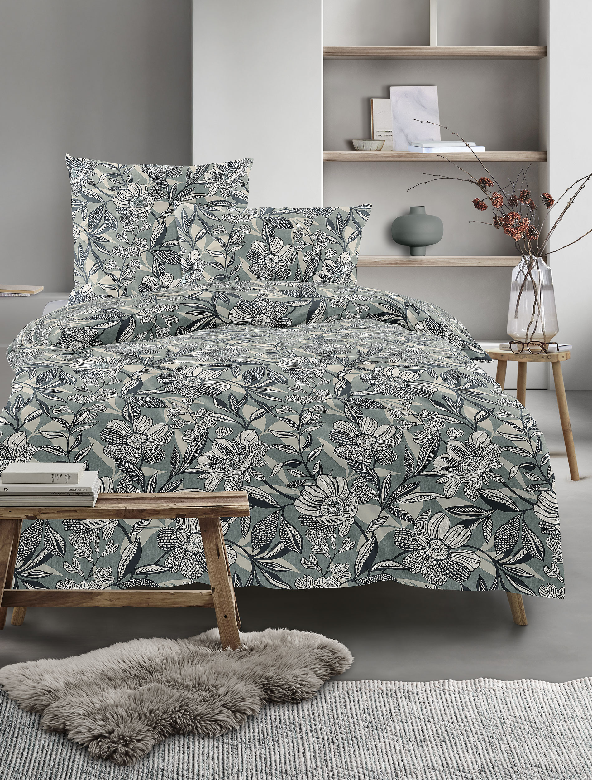 irisette Bettwäsche-Set ca.135x200cm in Farbe salbei, Moebel, Bett, Bettlaken