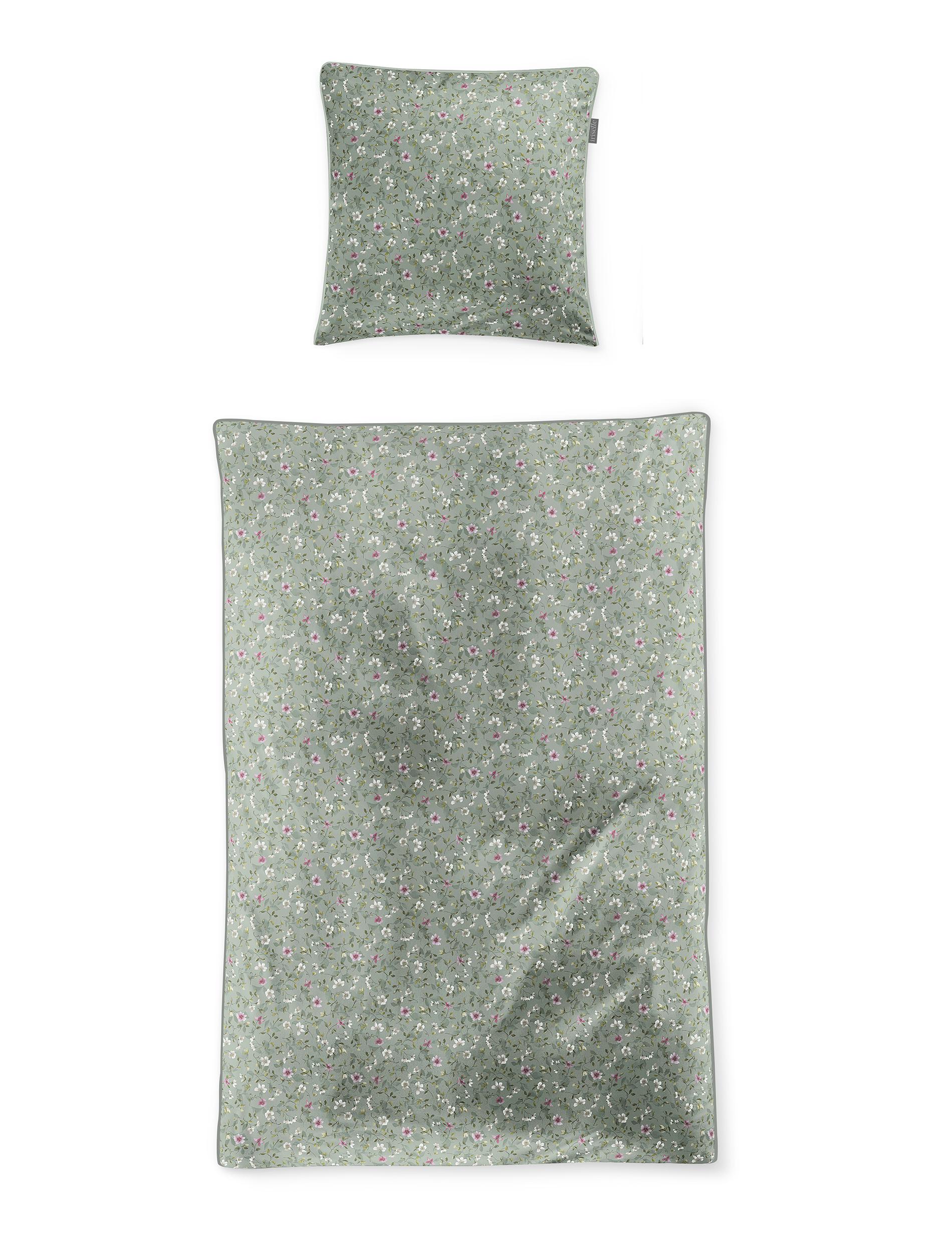 Irisette Mako-Satin Bettwäsche TOKIO ca. 135x200cm in Farbe grün, Kissen, Dekoration für Zuhause, Leinen