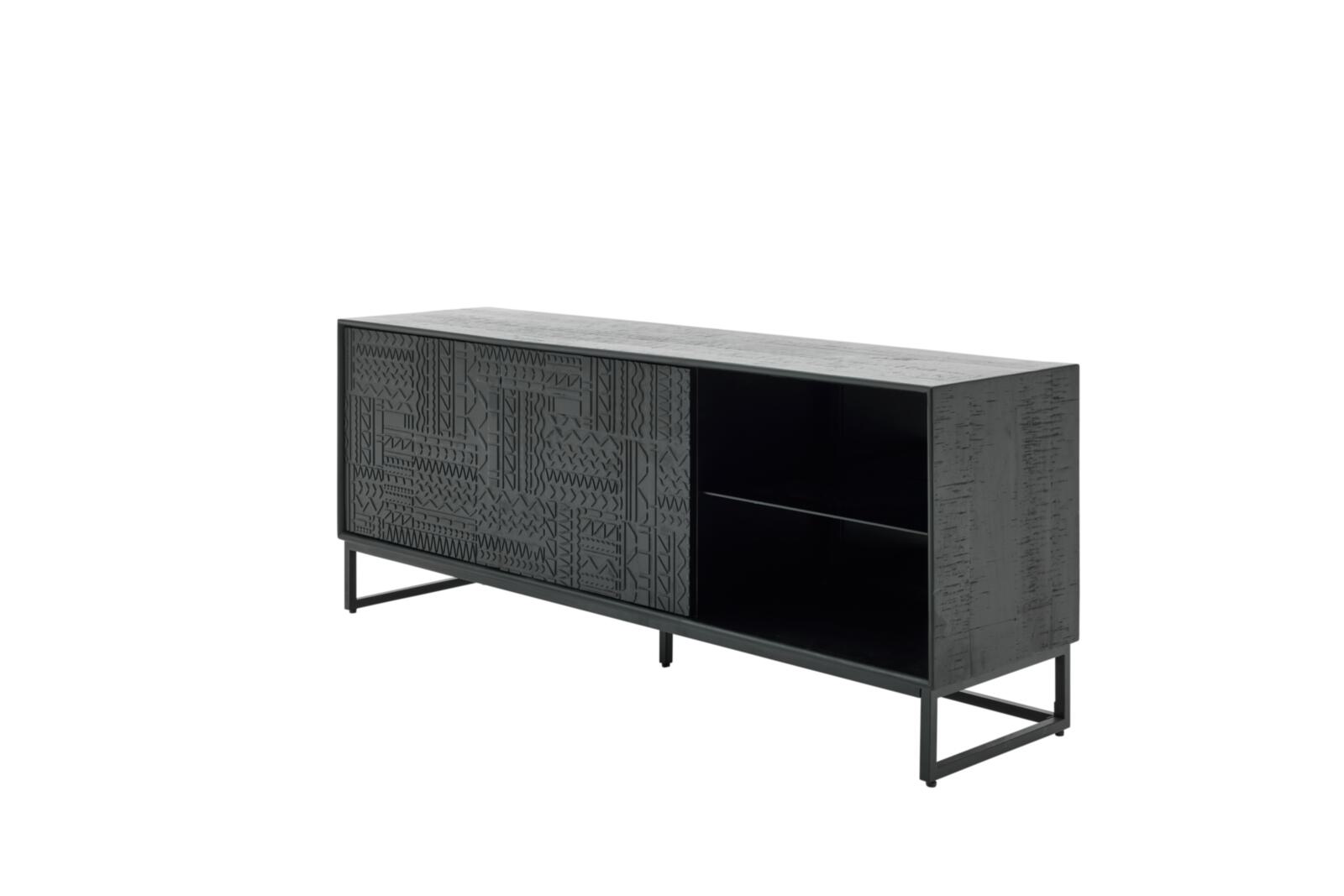 Roomio Lowboard NO. 2001 in Mango massiv gebürstet, schwarz gebeizt/lackiert