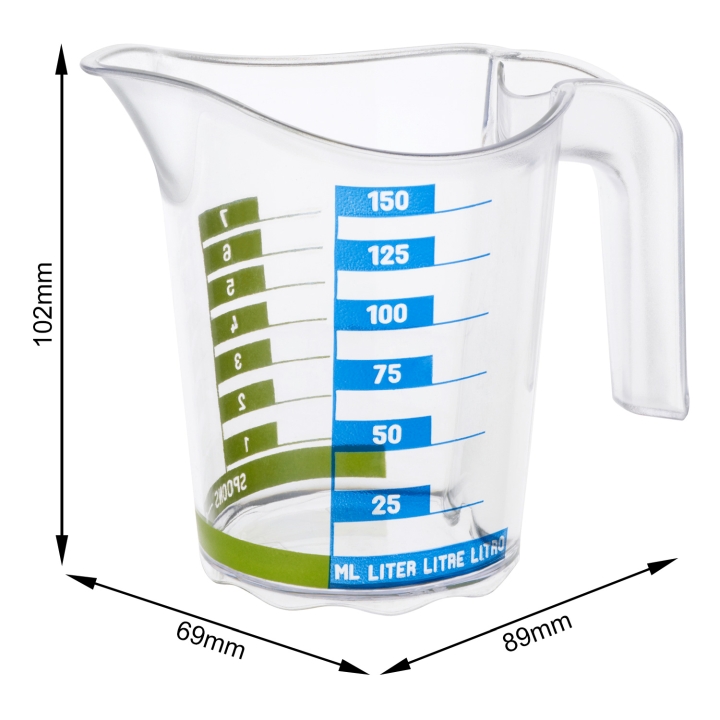 Rotho Messbecher DOMINO in Farbe Azzurroblau, Pokal, Messbecher, Diagramm, Handlung